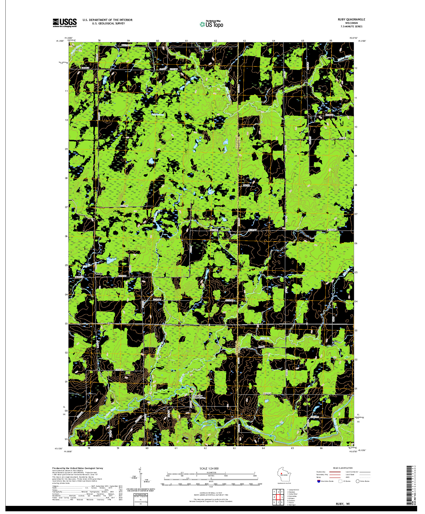 US TOPO 7.5-MINUTE MAP FOR RUBY, WI