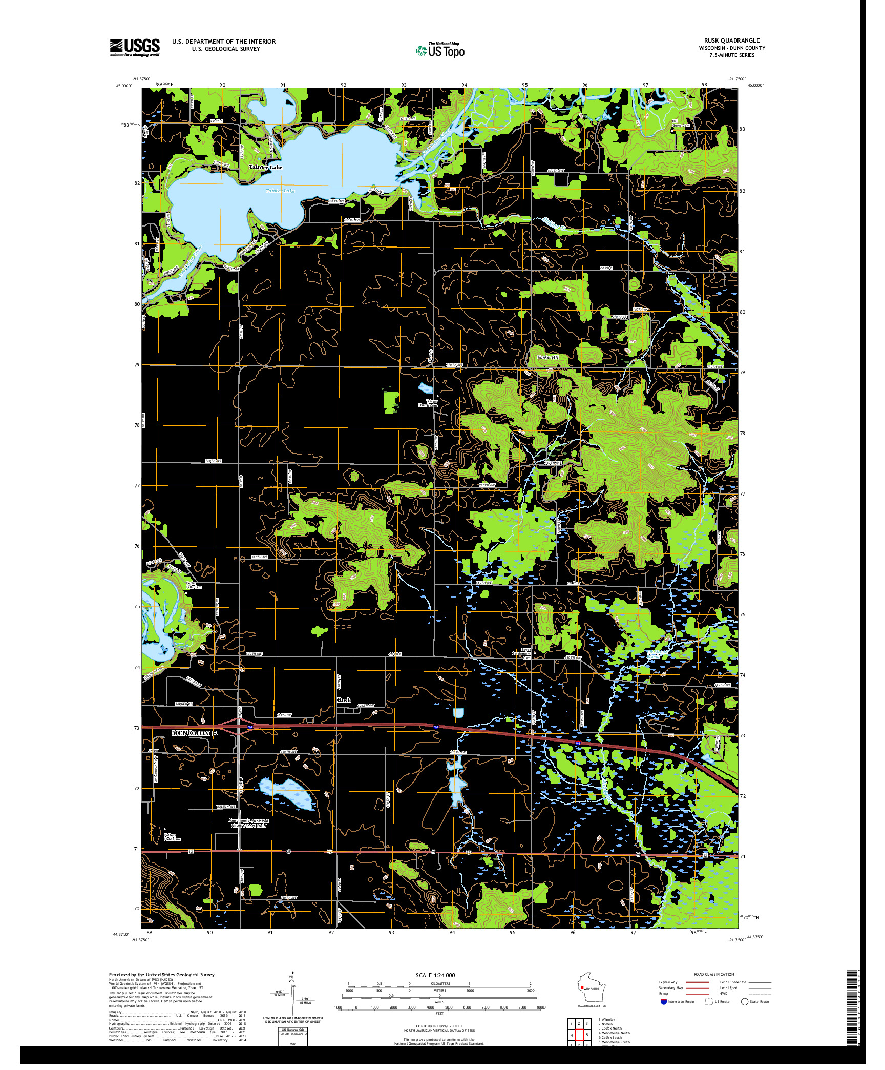 US TOPO 7.5-MINUTE MAP FOR RUSK, WI