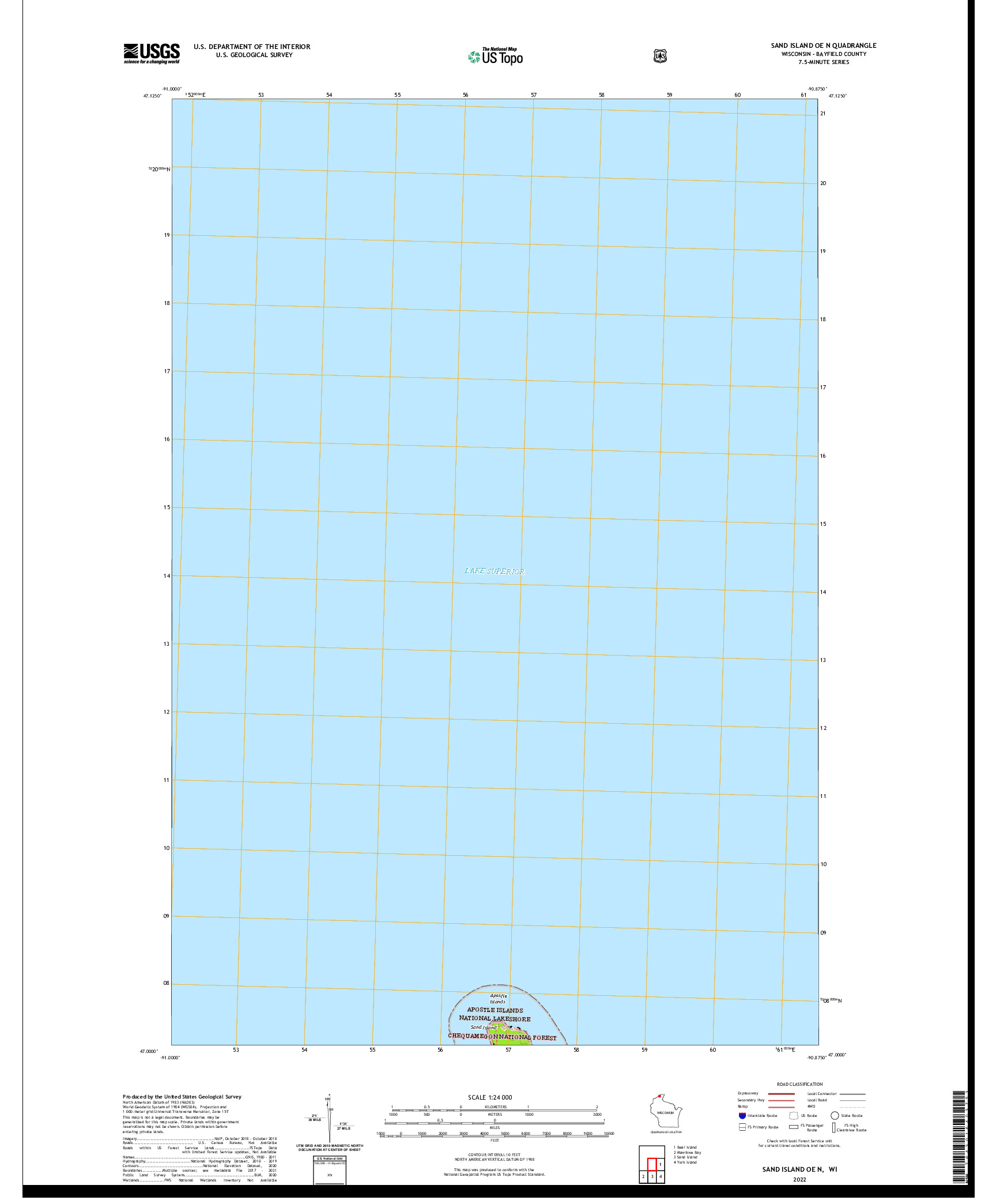 US TOPO 7.5-MINUTE MAP FOR SAND ISLAND OE N, WI