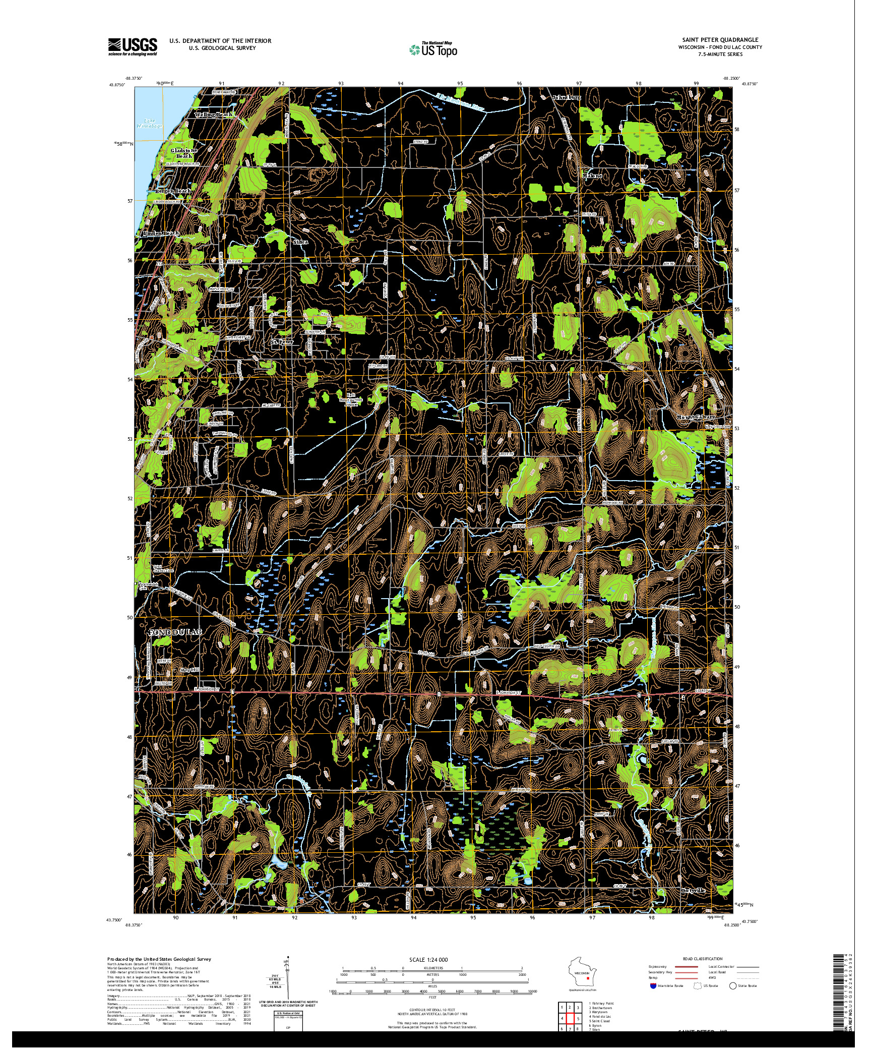 US TOPO 7.5-MINUTE MAP FOR SAINT PETER, WI