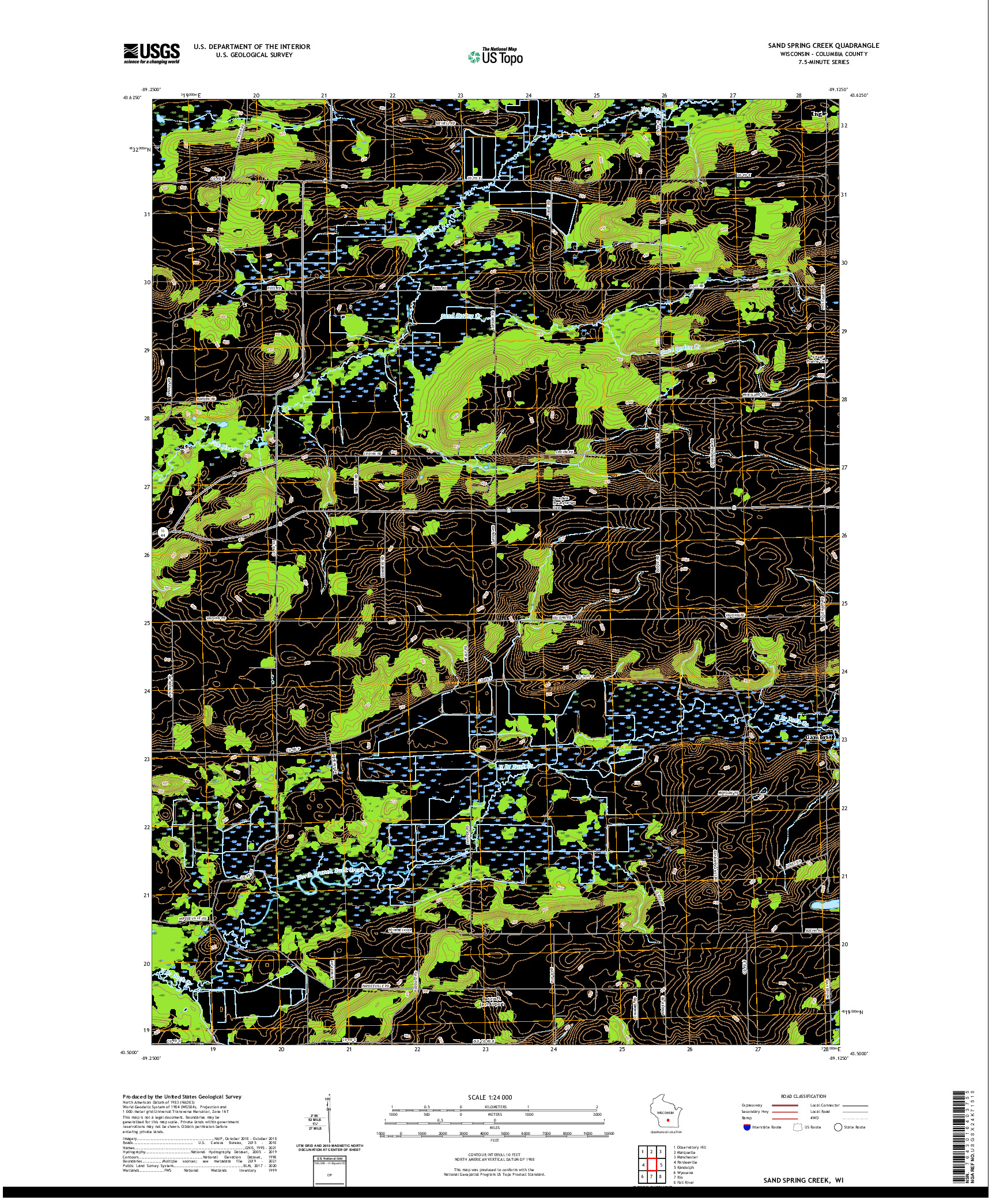 US TOPO 7.5-MINUTE MAP FOR SAND SPRING CREEK, WI