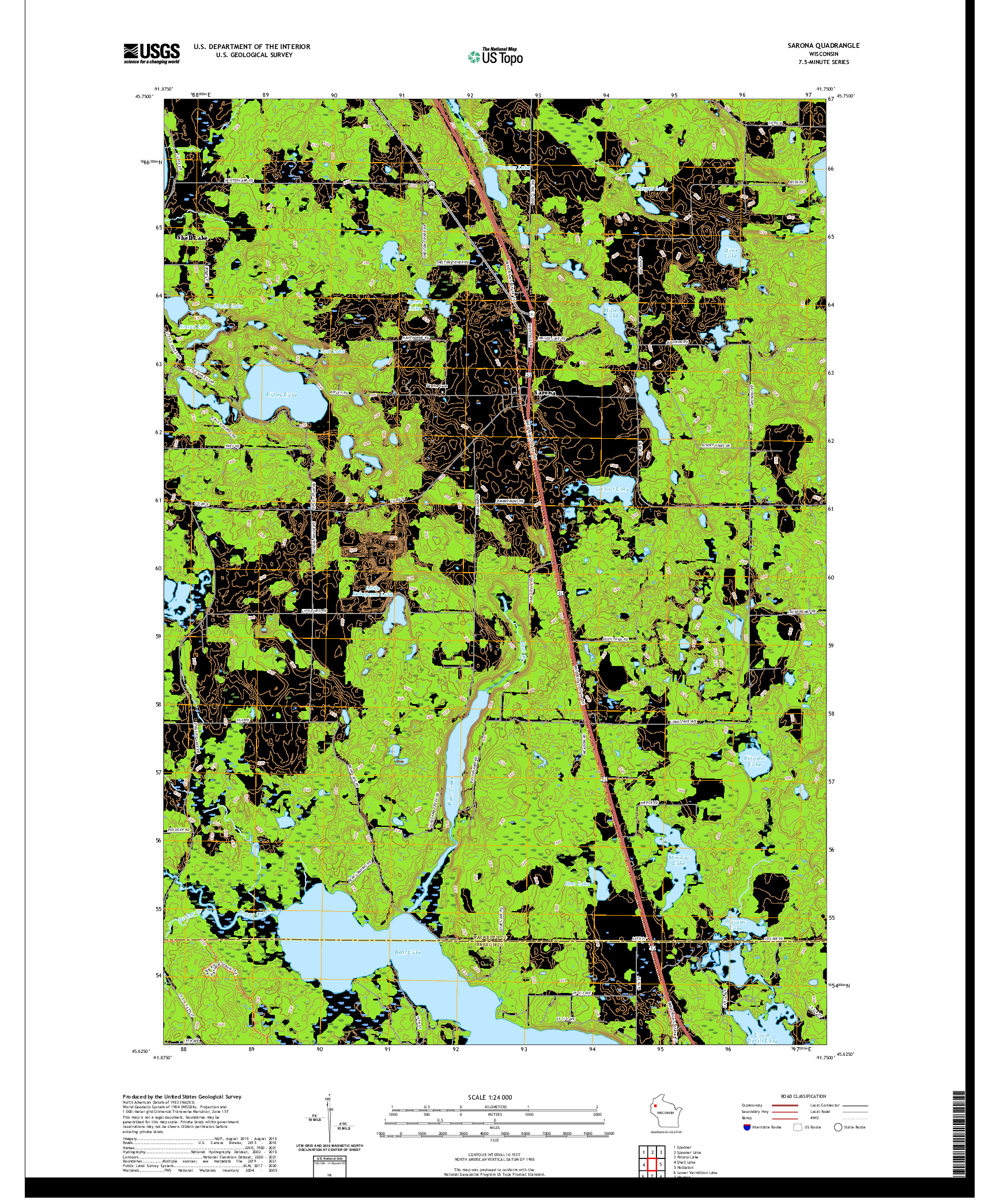 US TOPO 7.5-MINUTE MAP FOR SARONA, WI