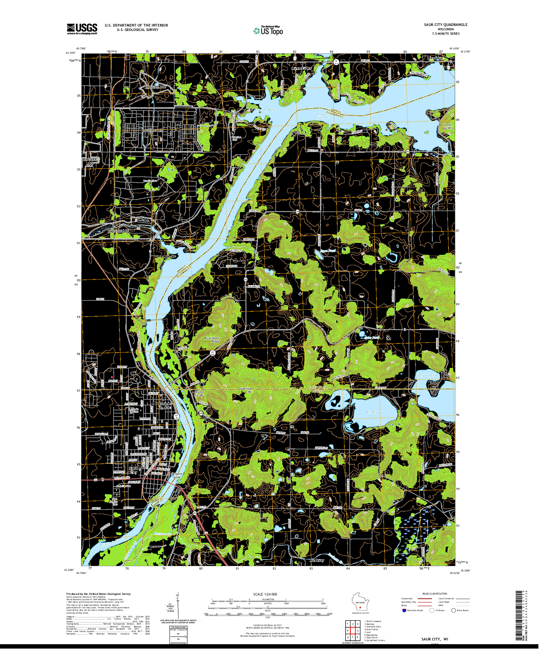 US TOPO 7.5-MINUTE MAP FOR SAUK CITY, WI