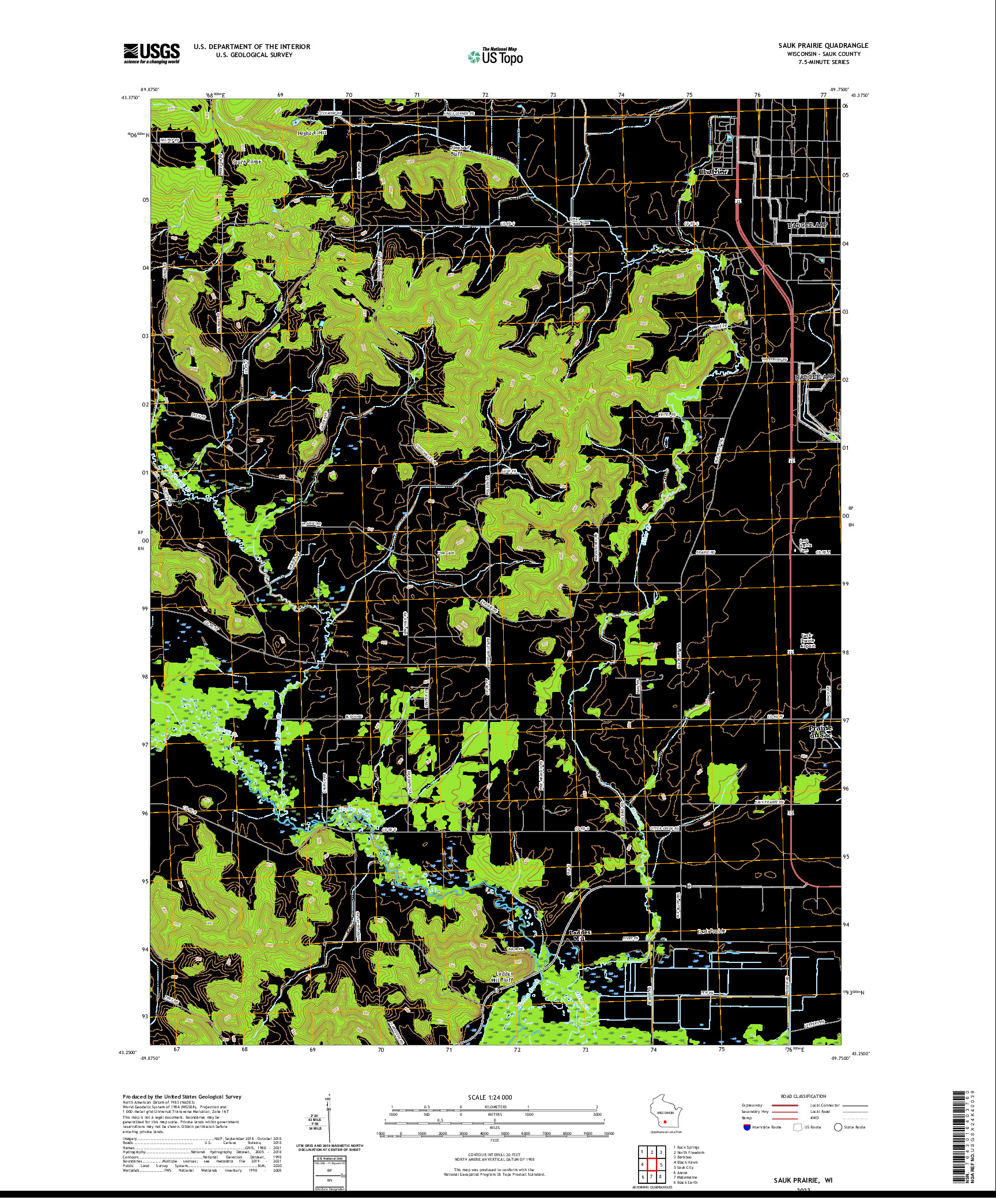 US TOPO 7.5-MINUTE MAP FOR SAUK PRAIRIE, WI