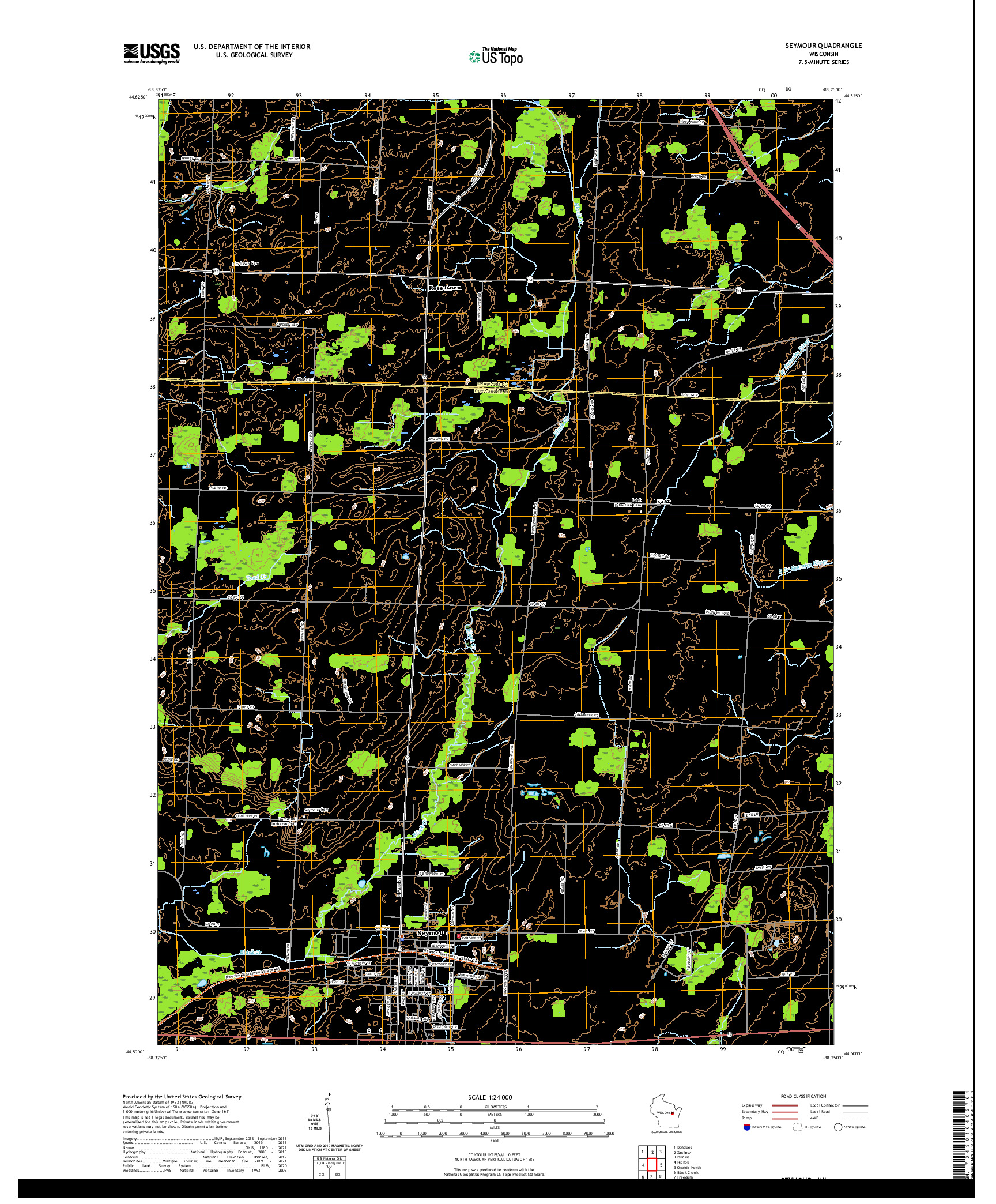 US TOPO 7.5-MINUTE MAP FOR SEYMOUR, WI