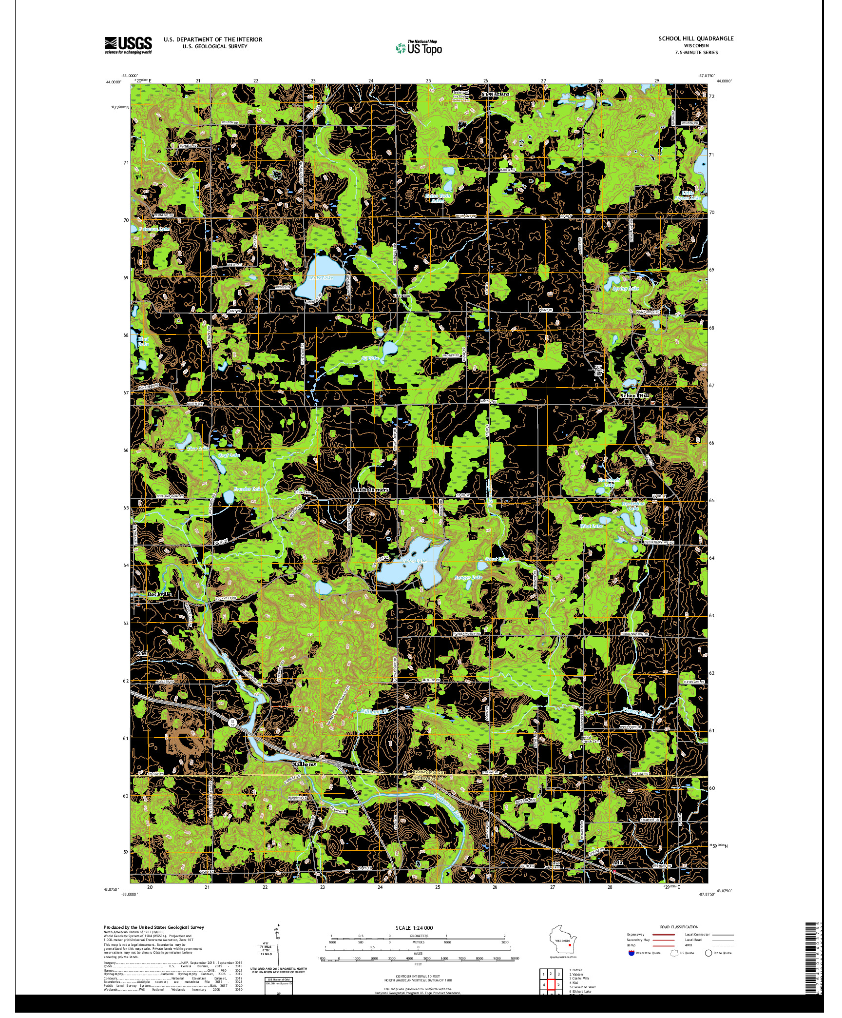 US TOPO 7.5-MINUTE MAP FOR SCHOOL HILL, WI