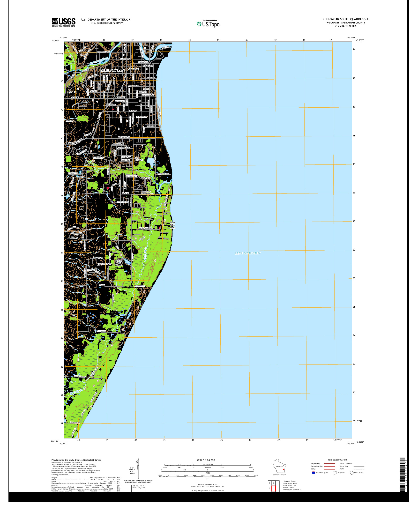 US TOPO 7.5-MINUTE MAP FOR SHEBOYGAN SOUTH, WI