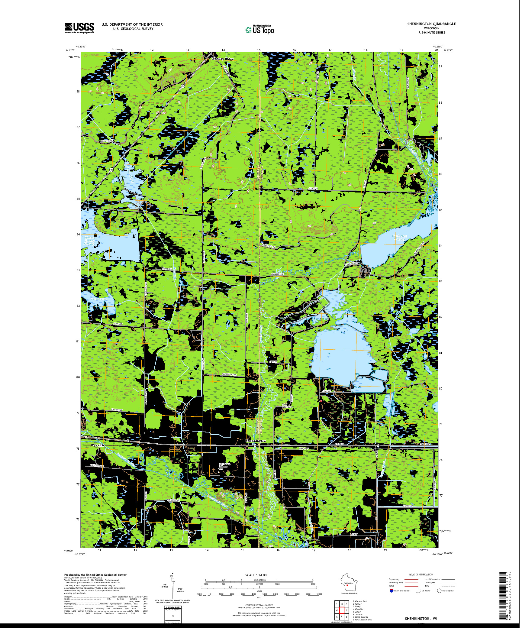 US TOPO 7.5-MINUTE MAP FOR SHENNINGTON, WI