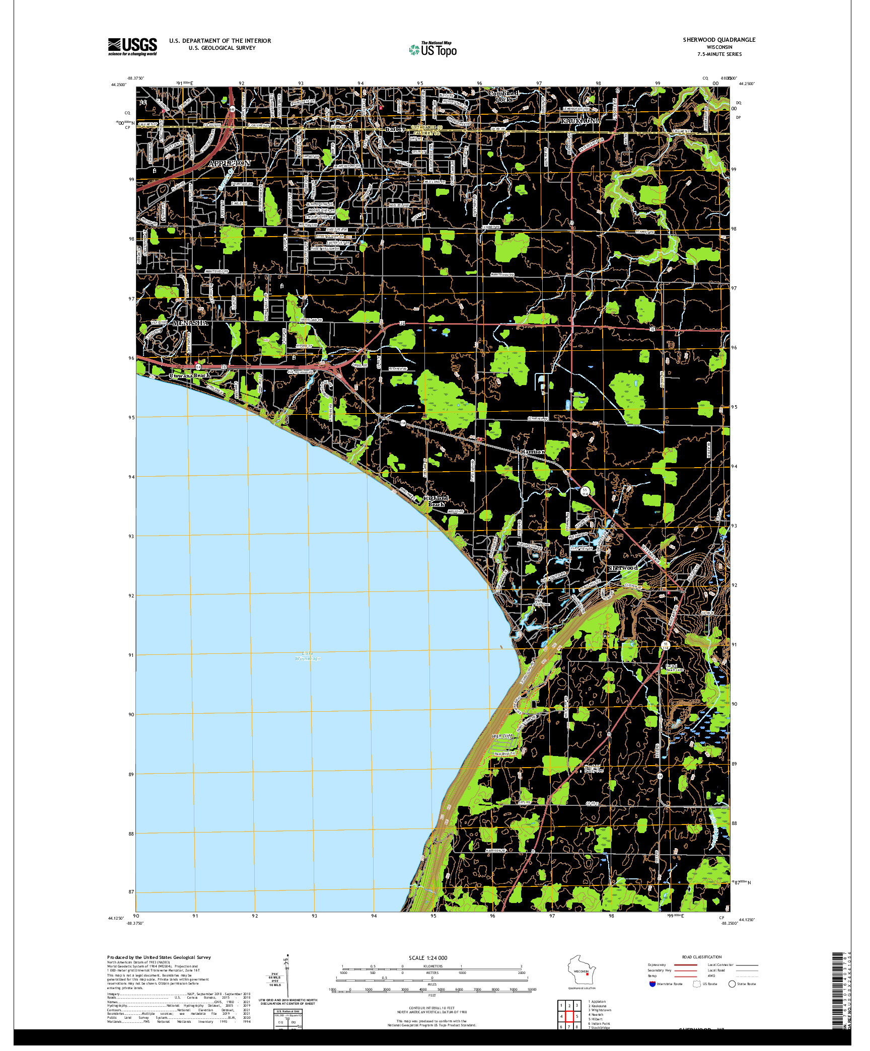 US TOPO 7.5-MINUTE MAP FOR SHERWOOD, WI