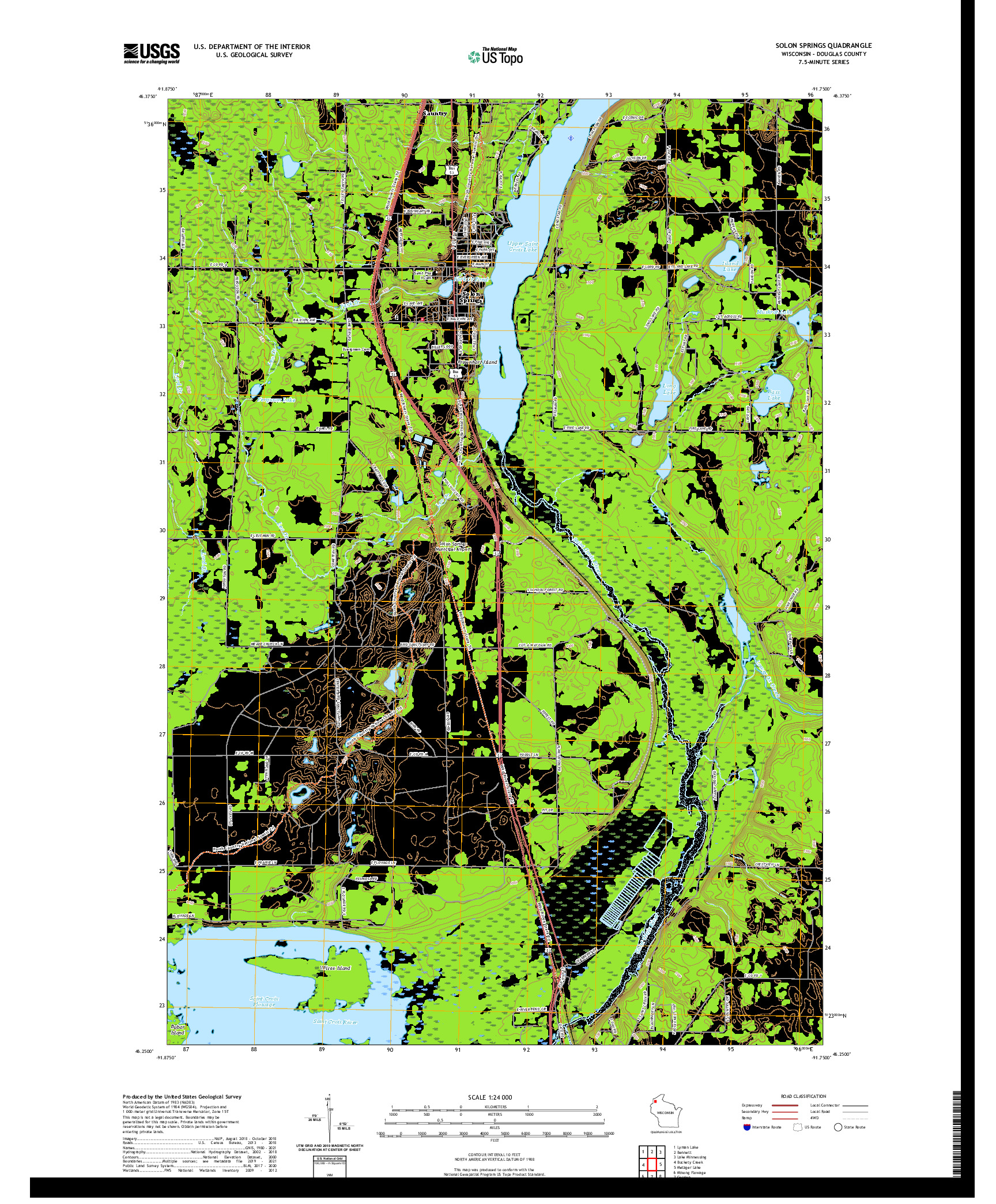 US TOPO 7.5-MINUTE MAP FOR SOLON SPRINGS, WI