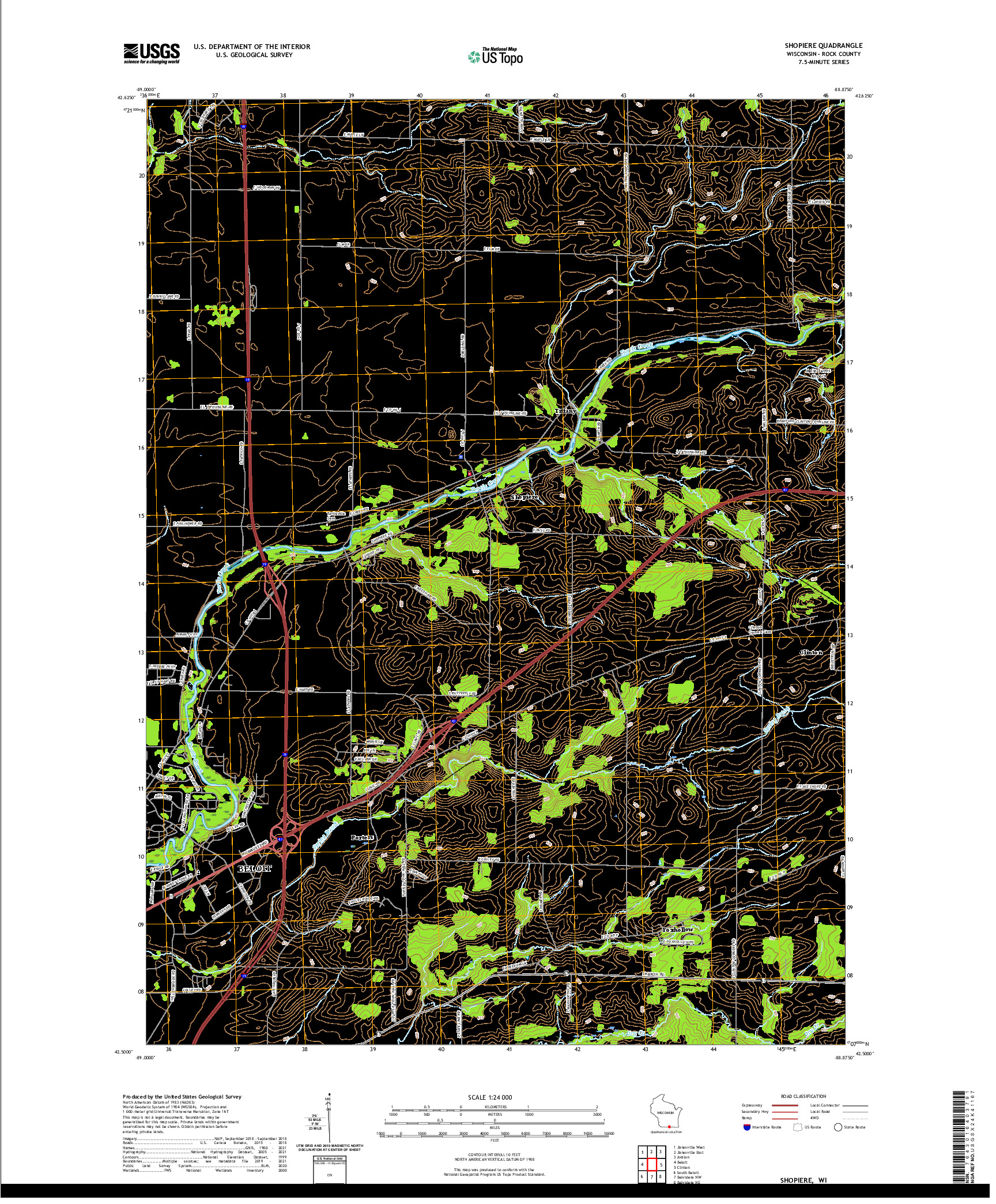 US TOPO 7.5-MINUTE MAP FOR SHOPIERE, WI