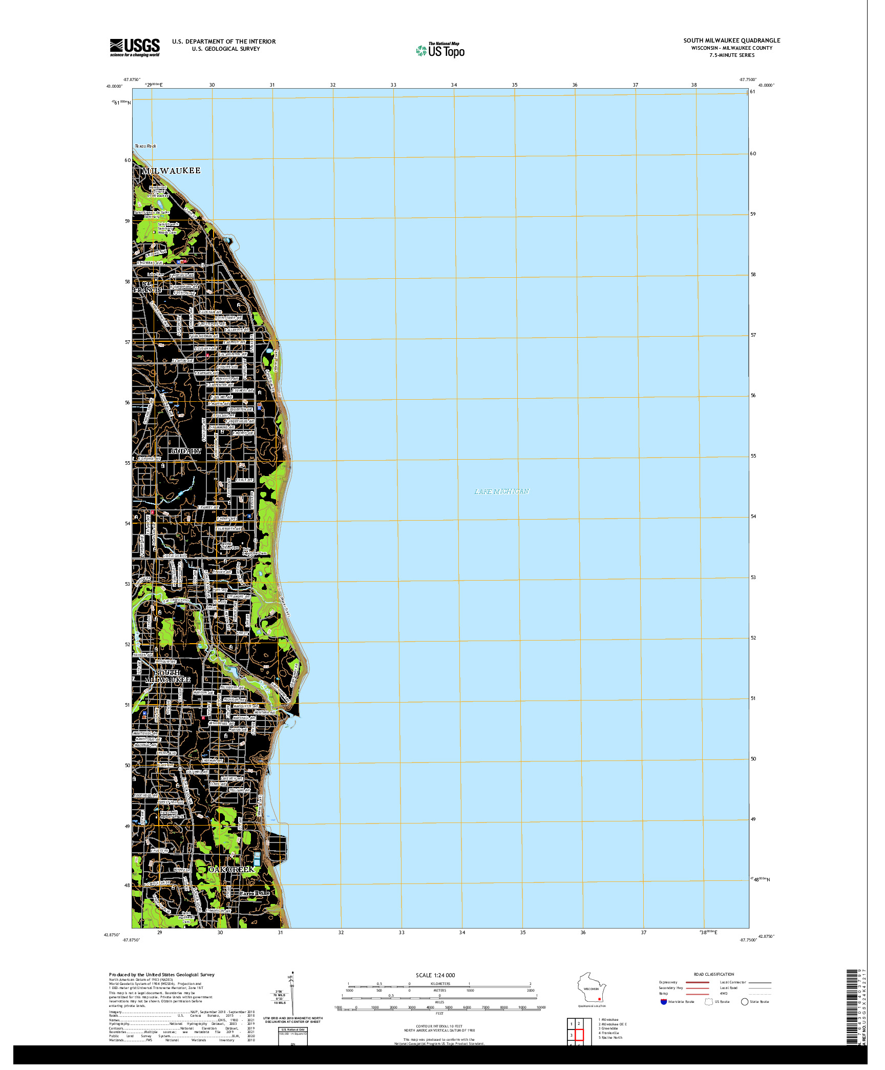 US TOPO 7.5-MINUTE MAP FOR SOUTH MILWAUKEE, WI