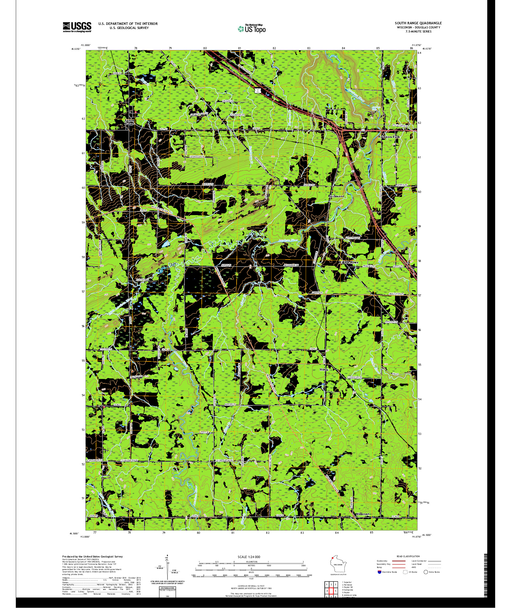 US TOPO 7.5-MINUTE MAP FOR SOUTH RANGE, WI