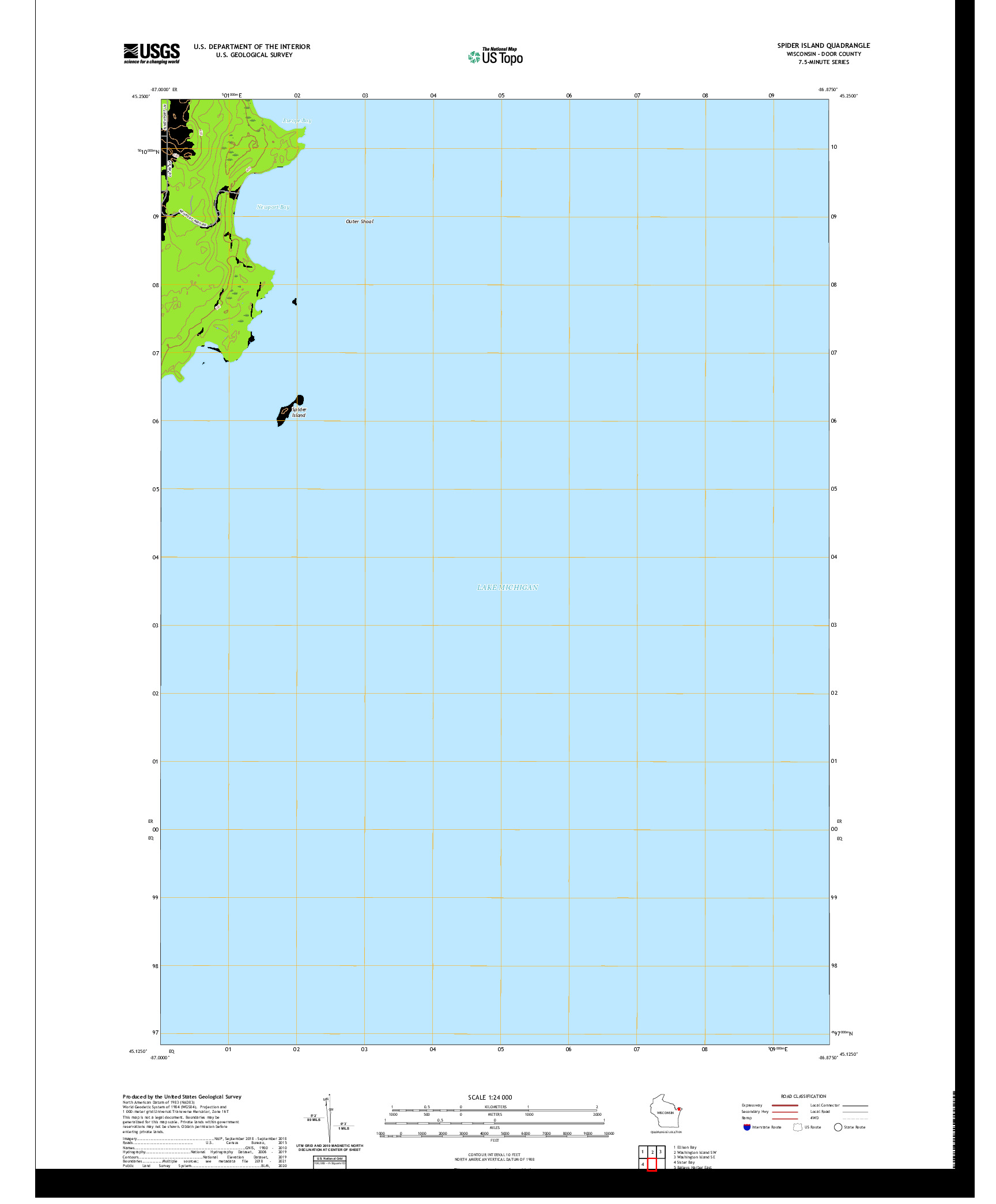 US TOPO 7.5-MINUTE MAP FOR SPIDER ISLAND, WI