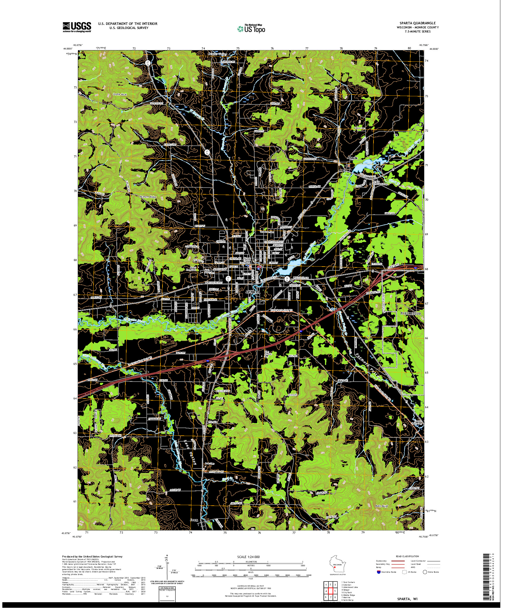 US TOPO 7.5-MINUTE MAP FOR SPARTA, WI