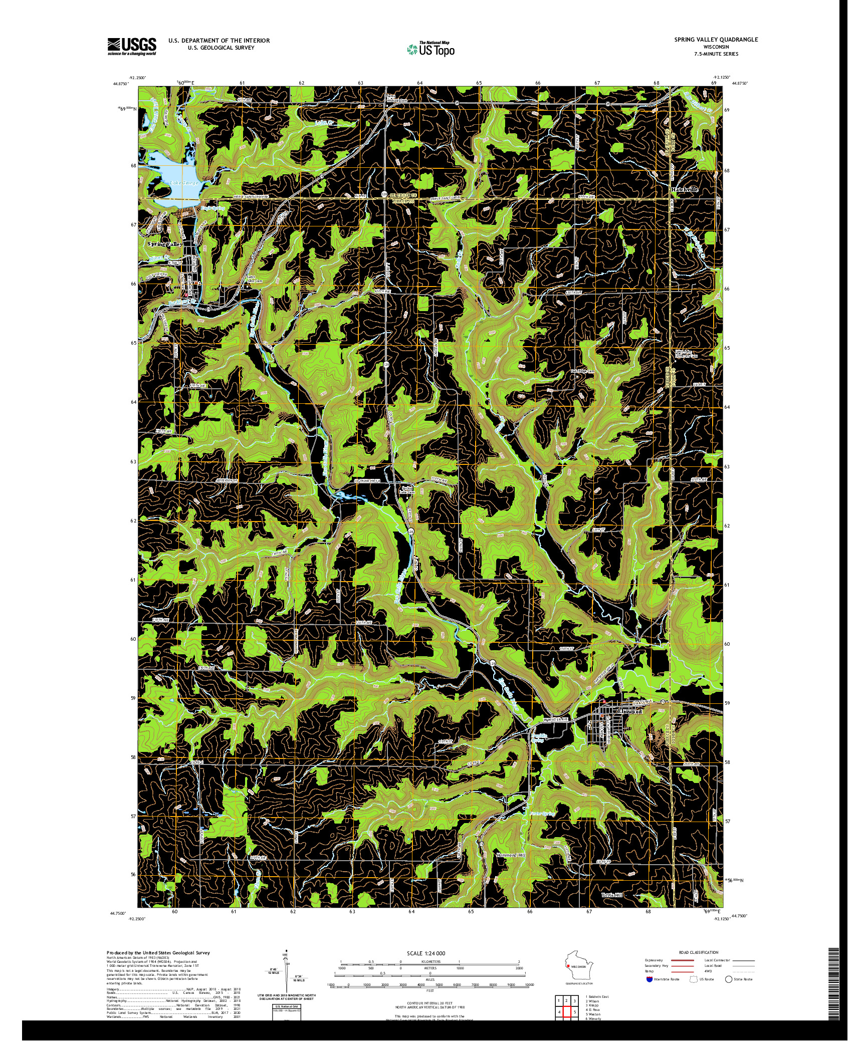 US TOPO 7.5-MINUTE MAP FOR SPRING VALLEY, WI