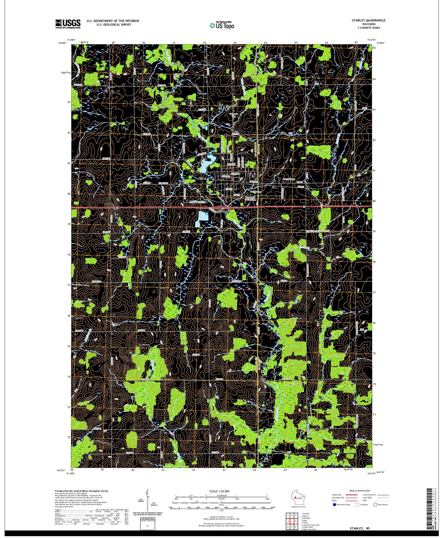 US TOPO 7.5-MINUTE MAP FOR STANLEY, WI