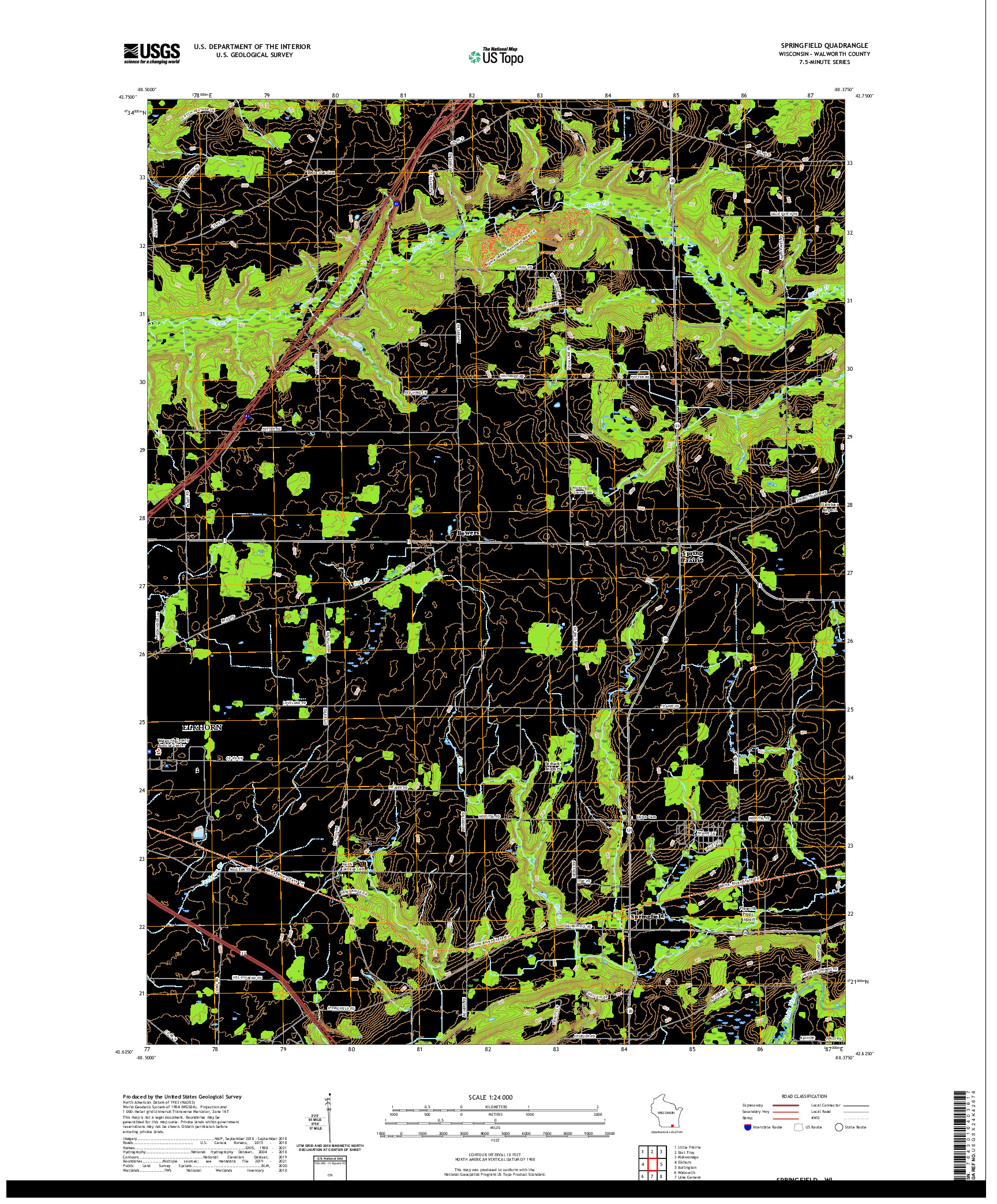 US TOPO 7.5-MINUTE MAP FOR SPRINGFIELD, WI