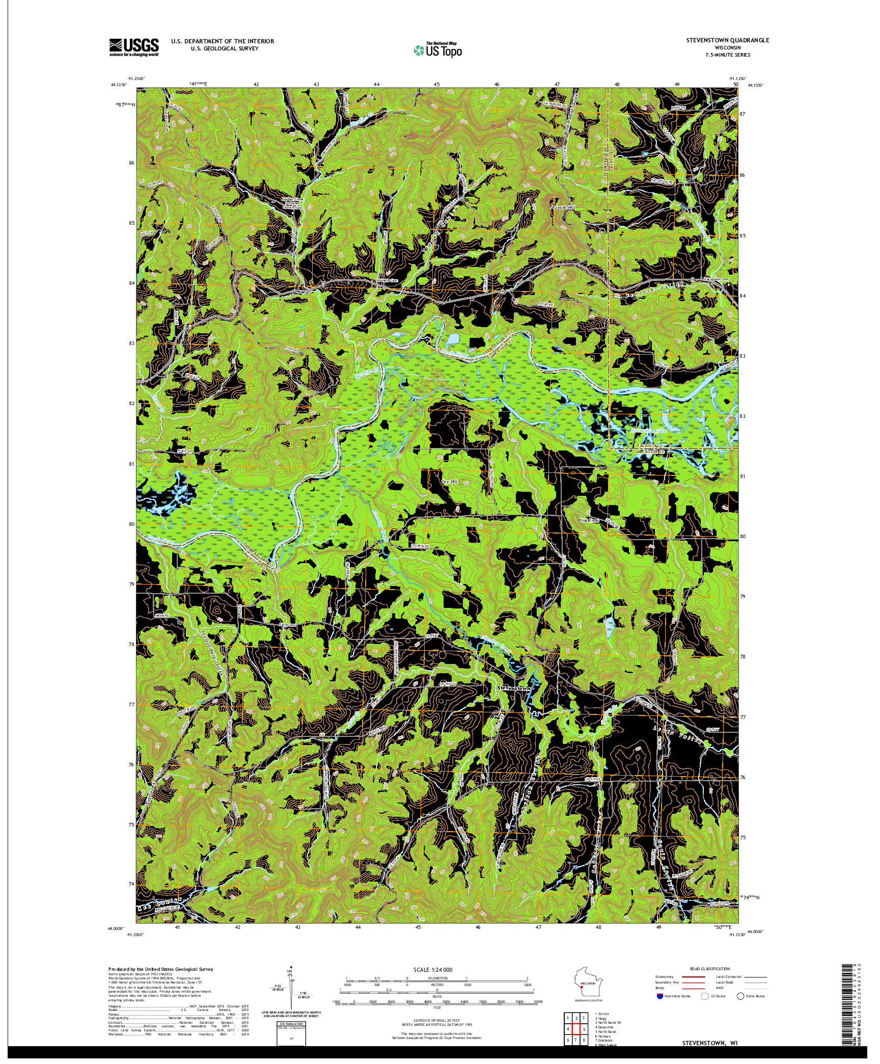 US TOPO 7.5-MINUTE MAP FOR STEVENSTOWN, WI