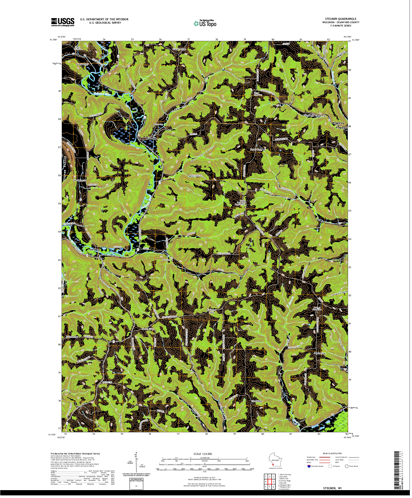 US TOPO 7.5-MINUTE MAP FOR STEUBEN, WI