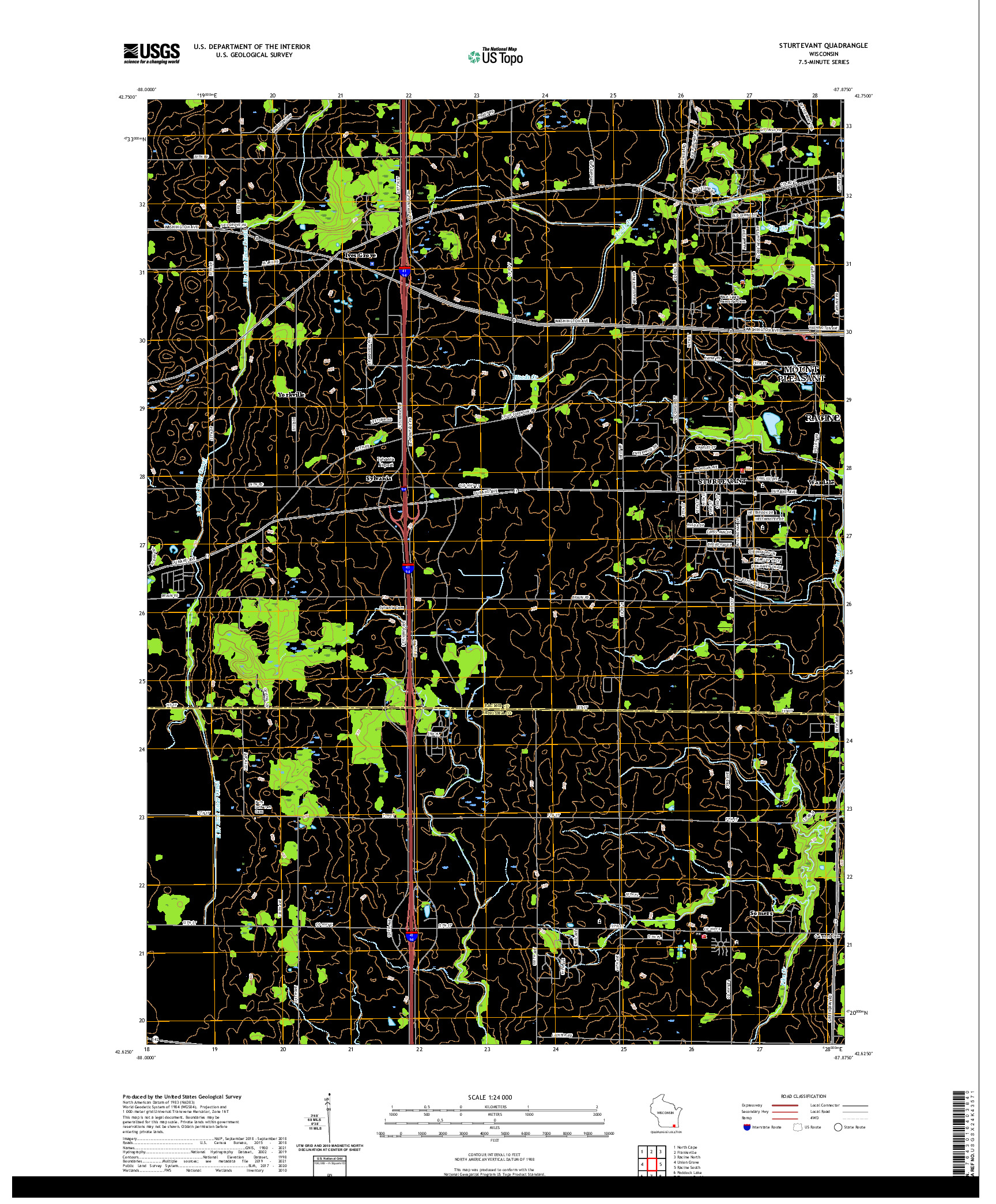 US TOPO 7.5-MINUTE MAP FOR STURTEVANT, WI