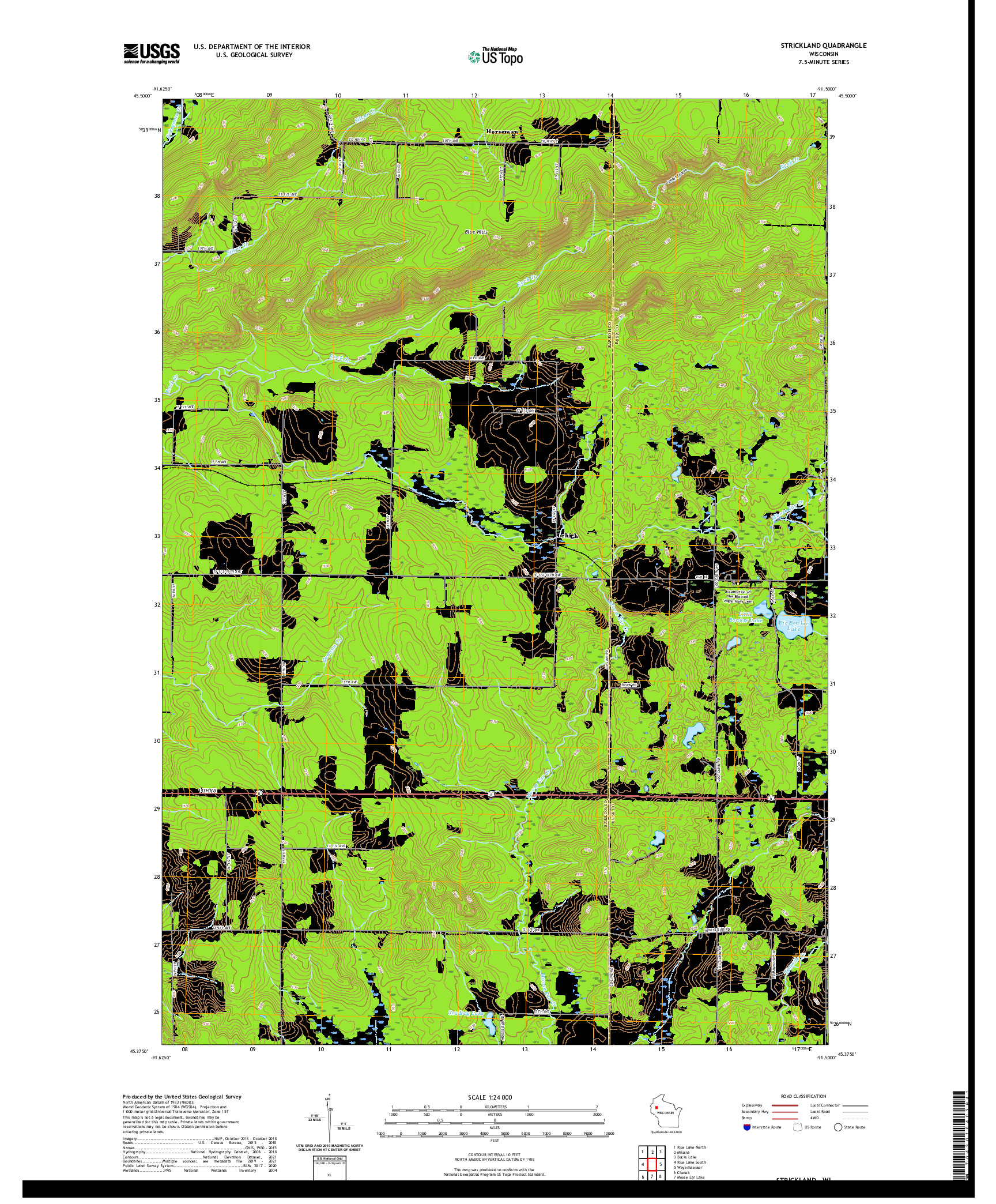 US TOPO 7.5-MINUTE MAP FOR STRICKLAND, WI