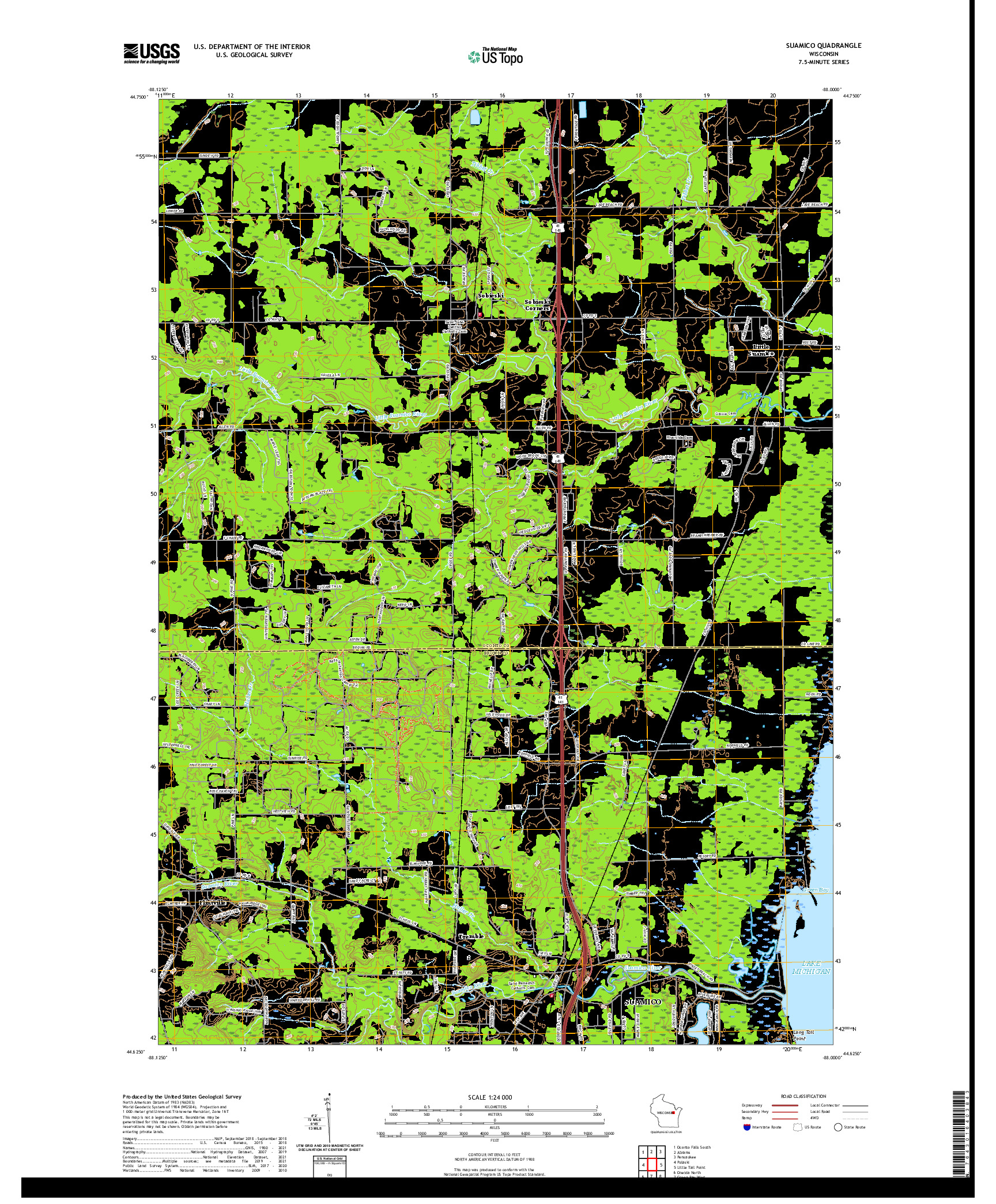 US TOPO 7.5-MINUTE MAP FOR SUAMICO, WI