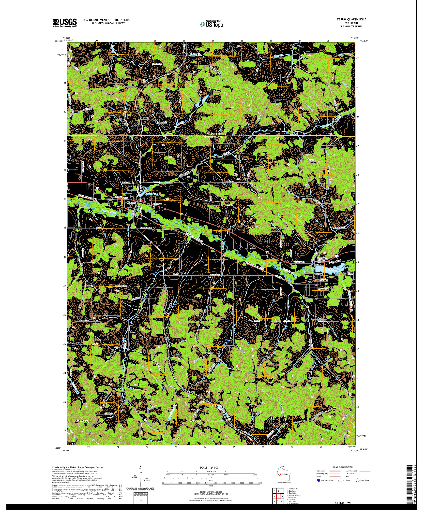 US TOPO 7.5-MINUTE MAP FOR STRUM, WI