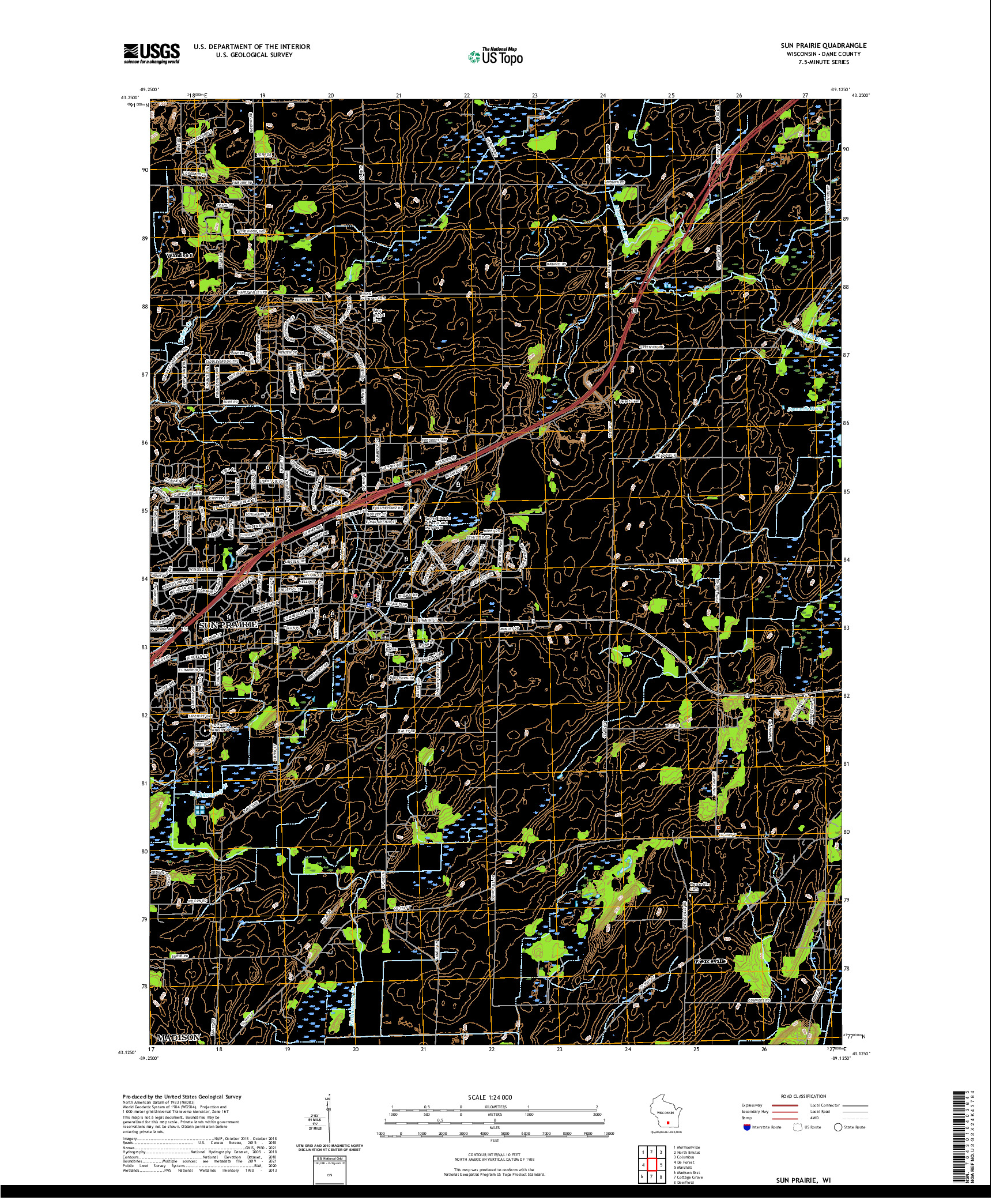 US TOPO 7.5-MINUTE MAP FOR SUN PRAIRIE, WI