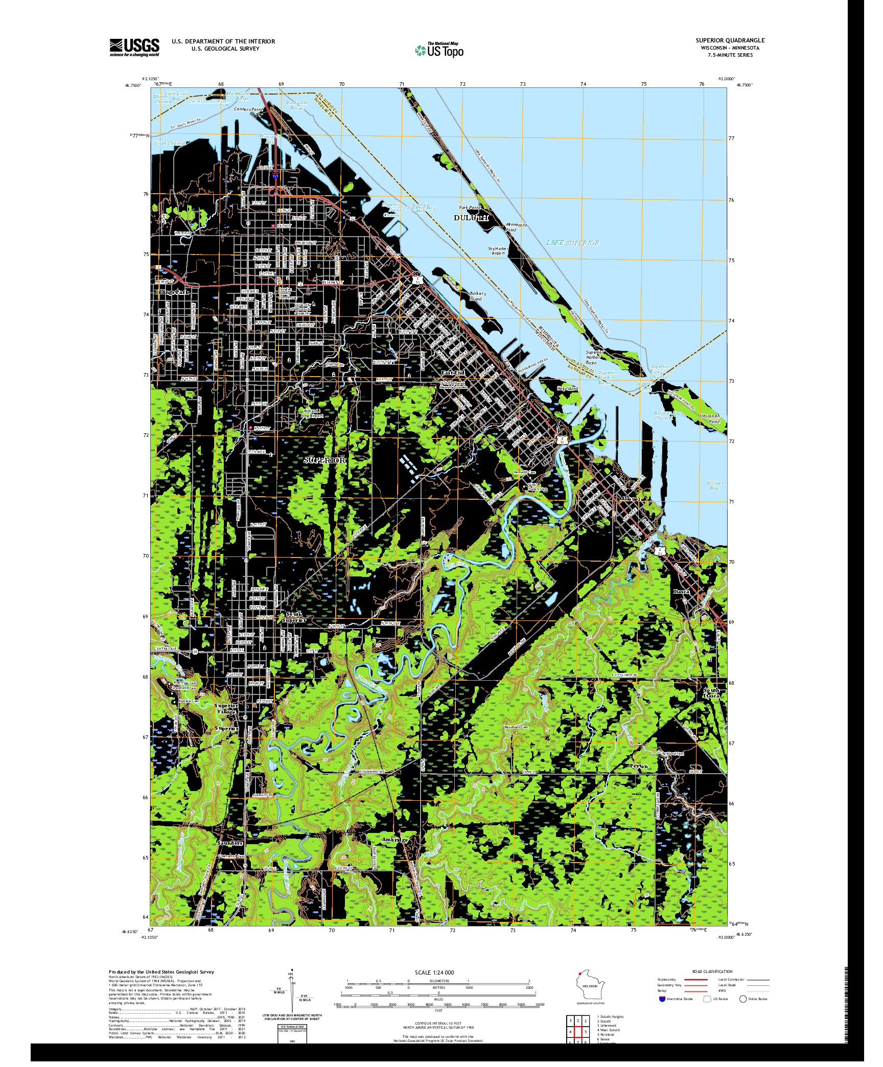 US TOPO 7.5-MINUTE MAP FOR SUPERIOR, WI,MN