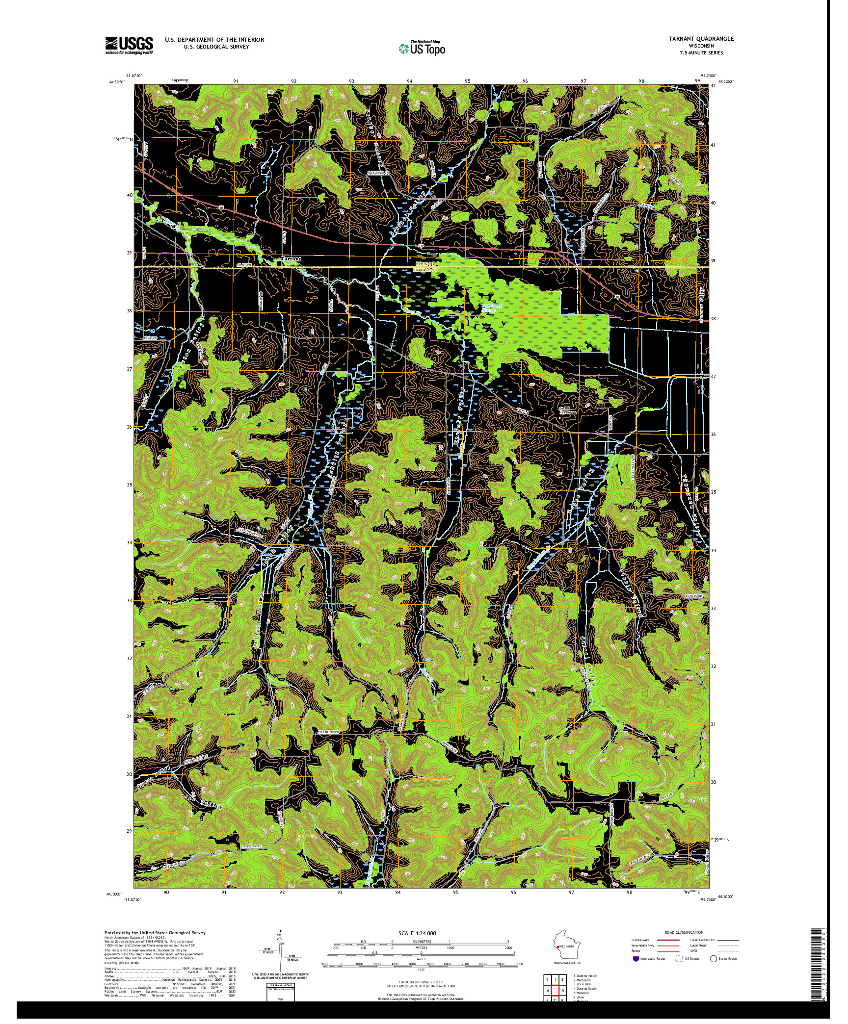 US TOPO 7.5-MINUTE MAP FOR TARRANT, WI