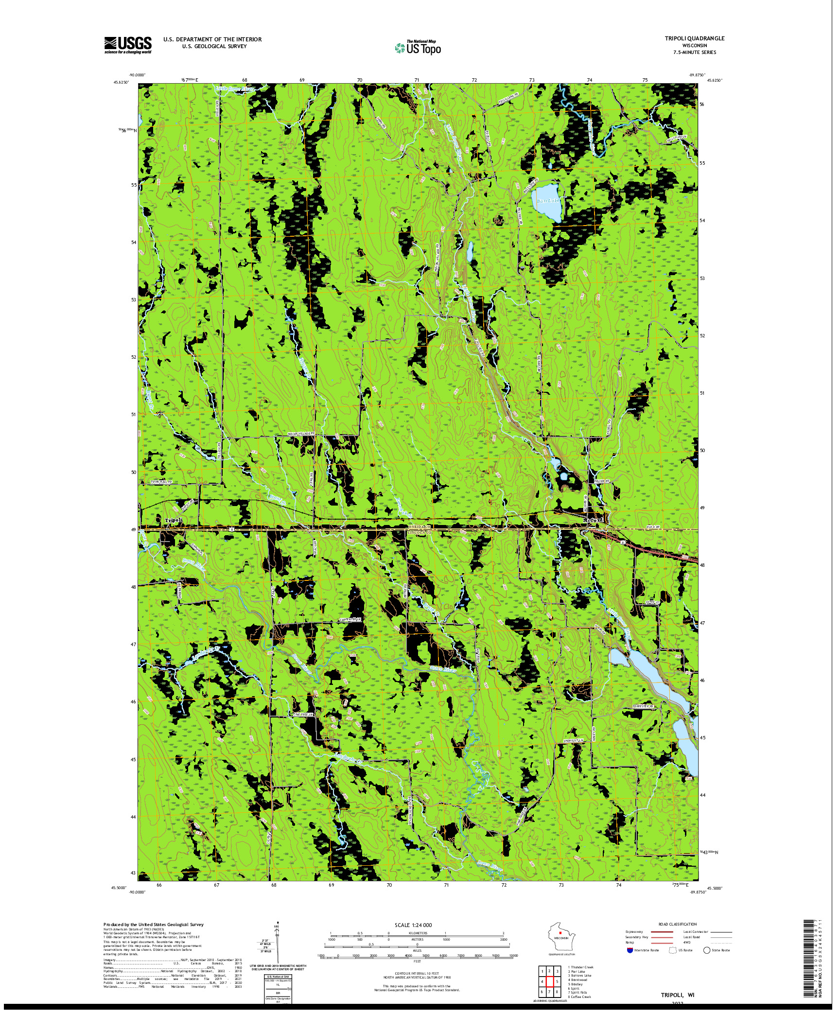 US TOPO 7.5-MINUTE MAP FOR TRIPOLI, WI