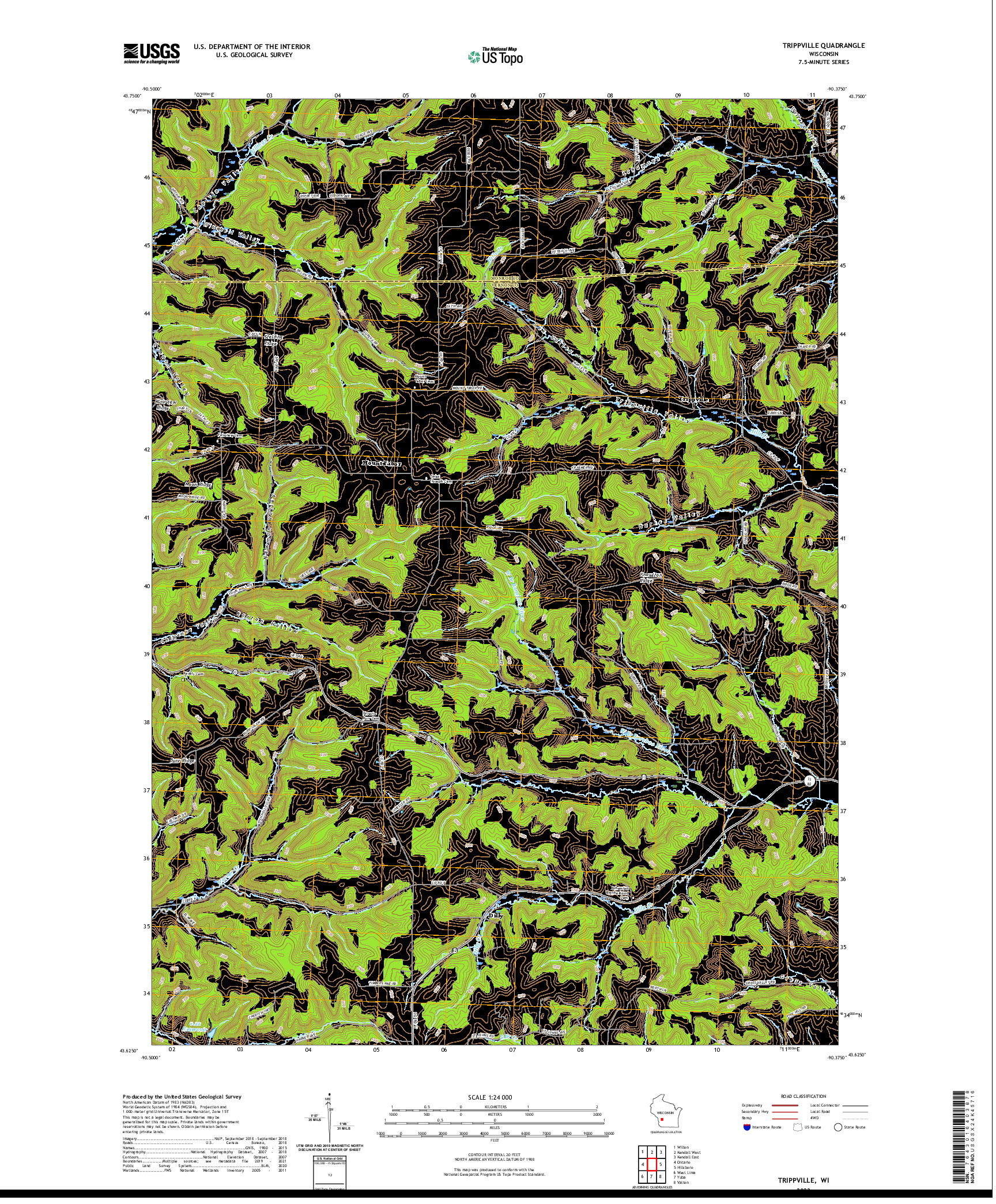 US TOPO 7.5-MINUTE MAP FOR TRIPPVILLE, WI