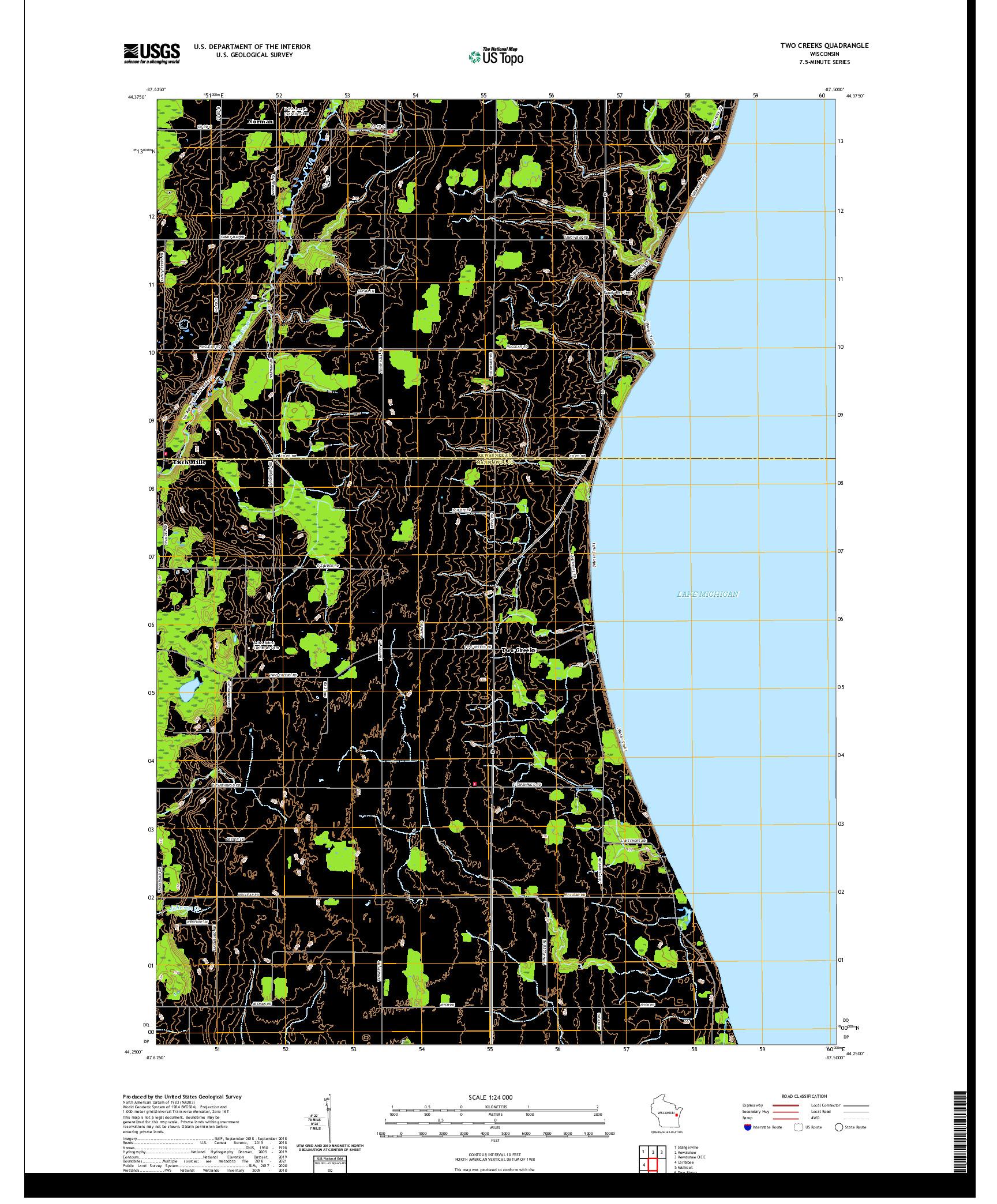 US TOPO 7.5-MINUTE MAP FOR TWO CREEKS, WI