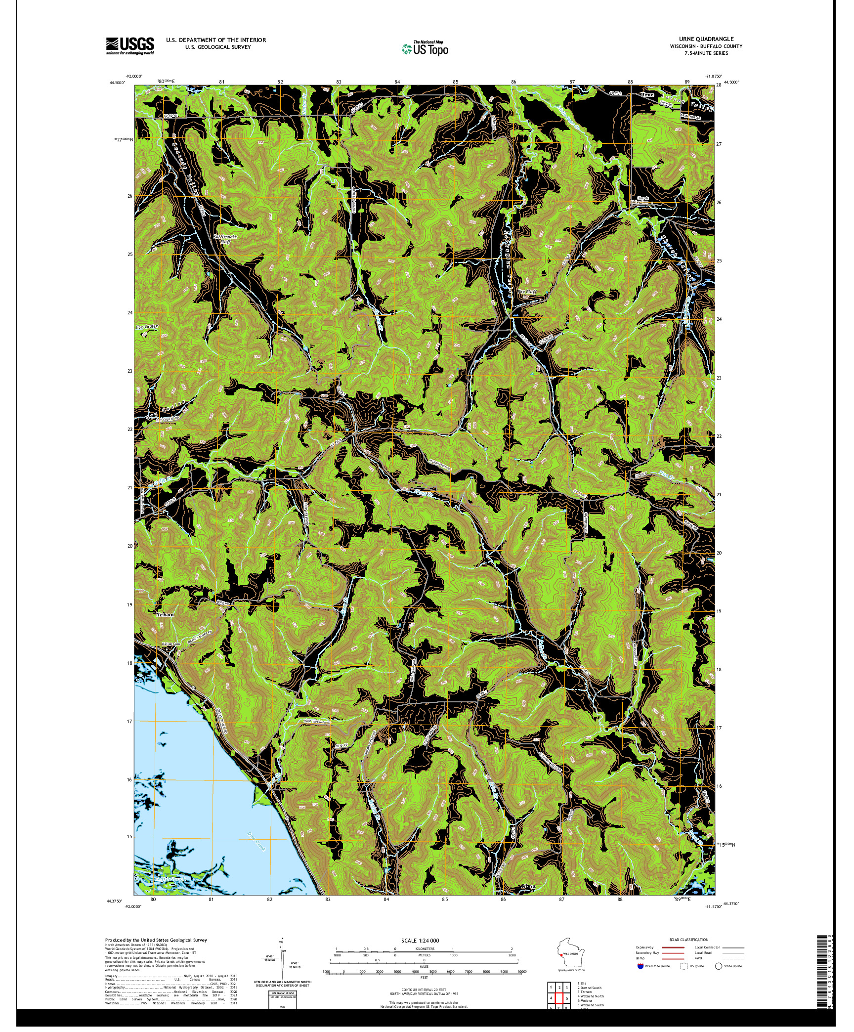 US TOPO 7.5-MINUTE MAP FOR URNE, WI