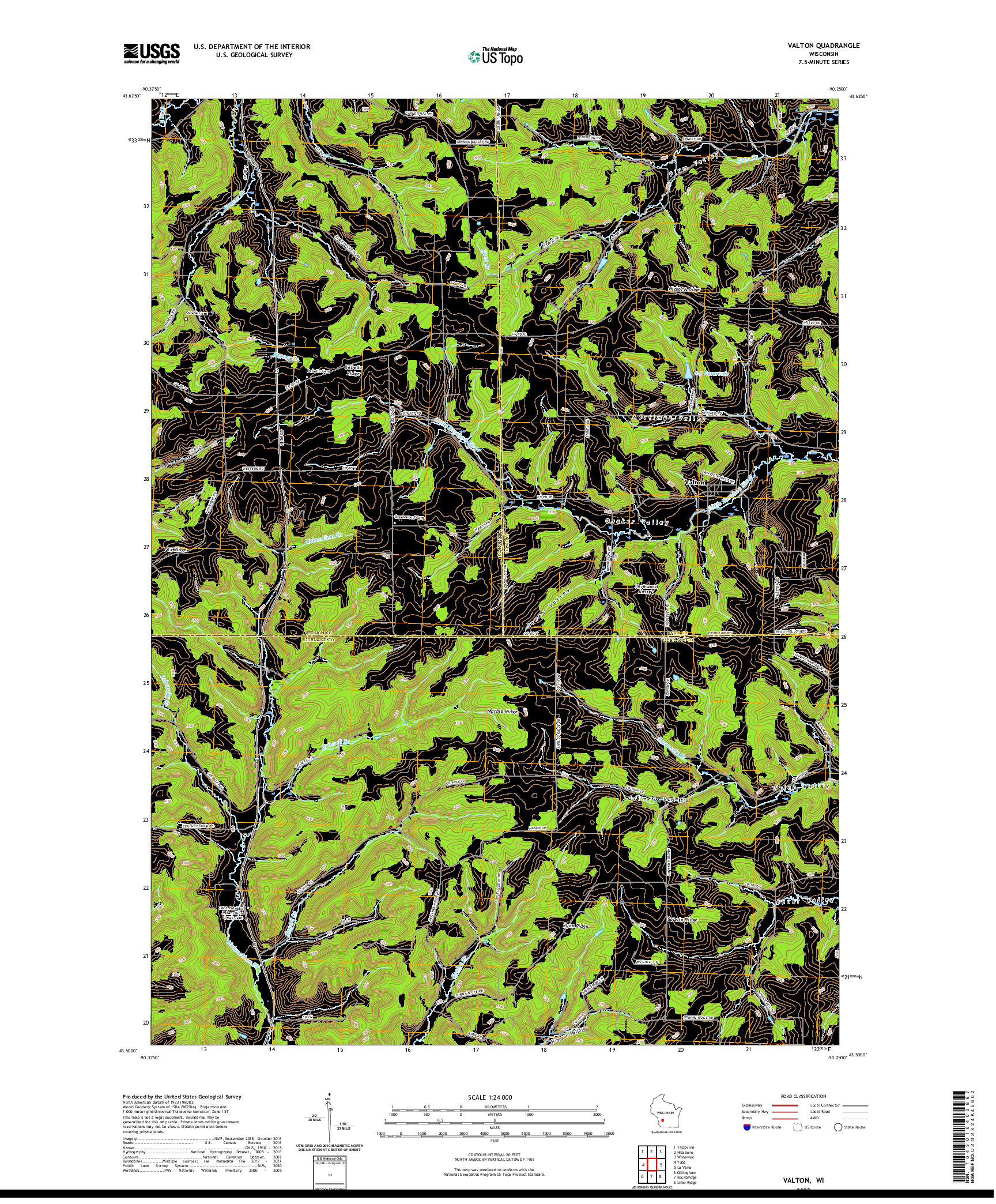 US TOPO 7.5-MINUTE MAP FOR VALTON, WI