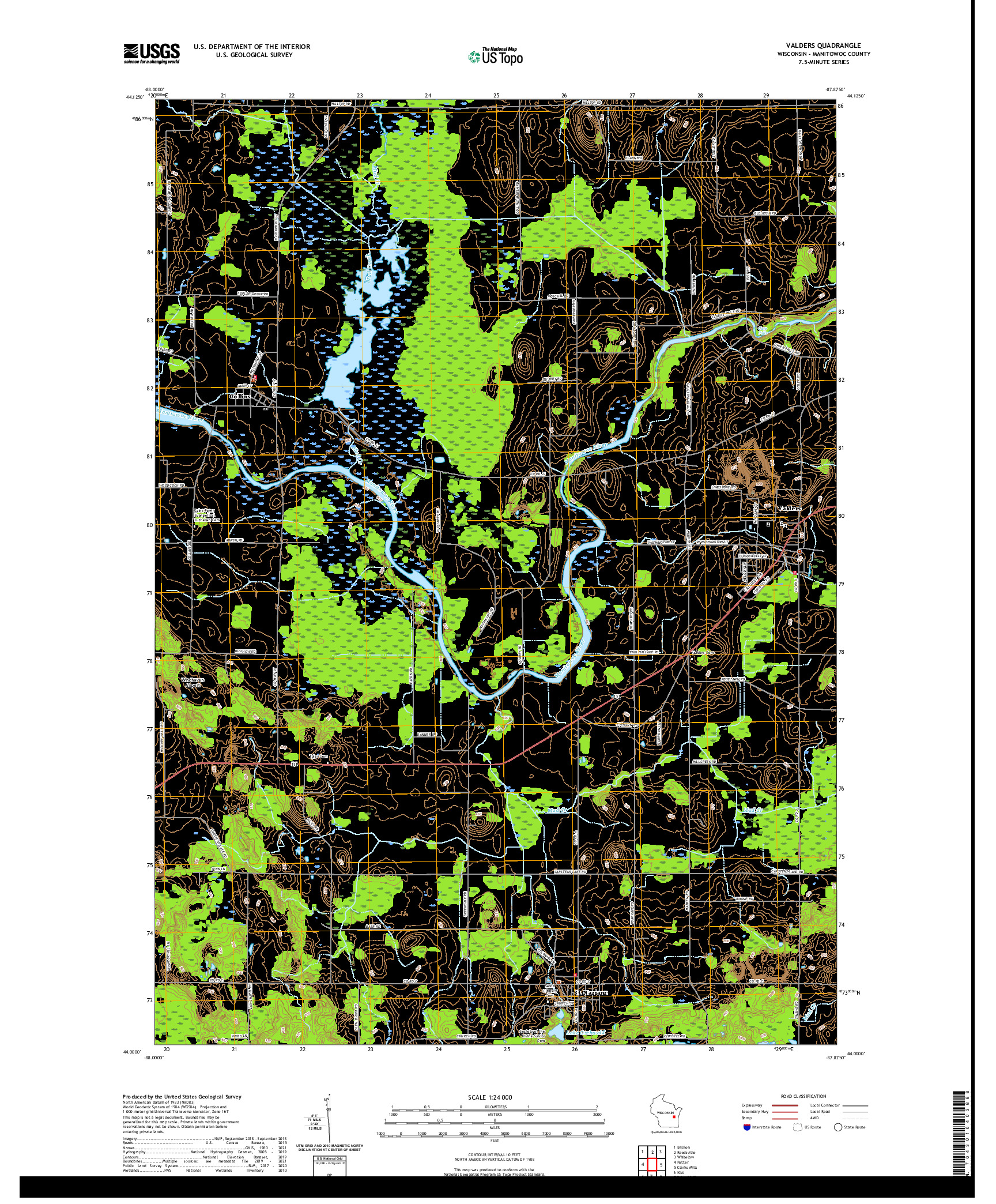 US TOPO 7.5-MINUTE MAP FOR VALDERS, WI