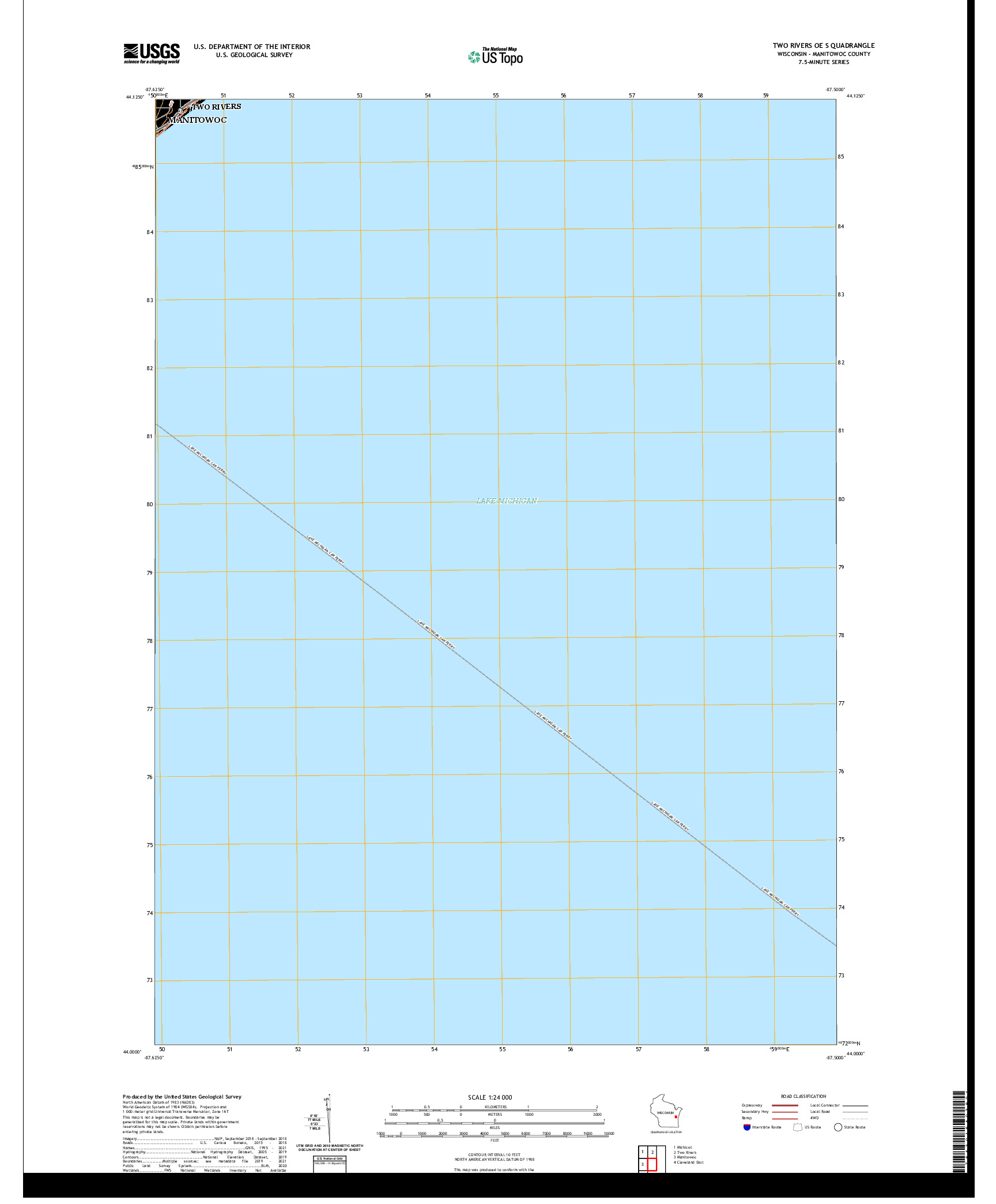 US TOPO 7.5-MINUTE MAP FOR TWO RIVERS OE S, WI