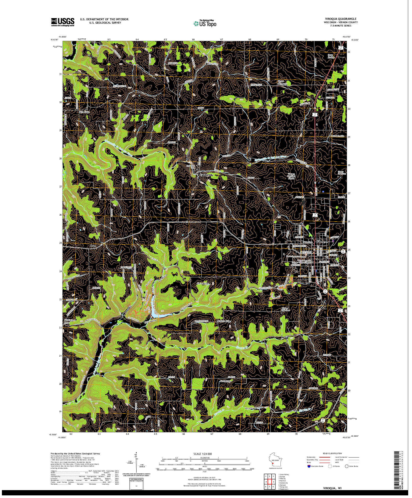 US TOPO 7.5-MINUTE MAP FOR VIROQUA, WI