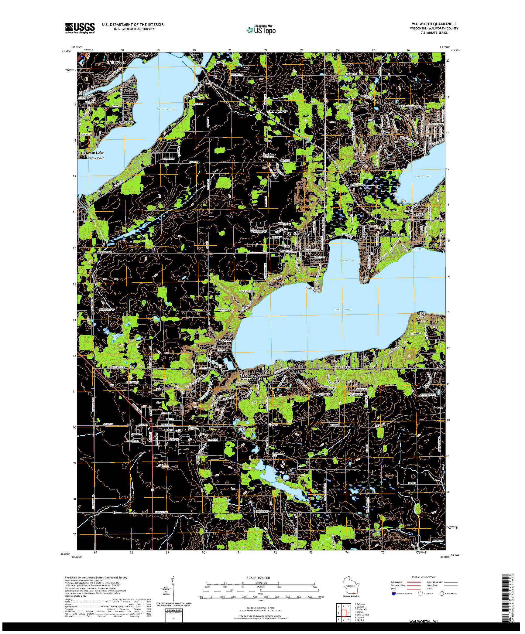 US TOPO 7.5-MINUTE MAP FOR WALWORTH, WI