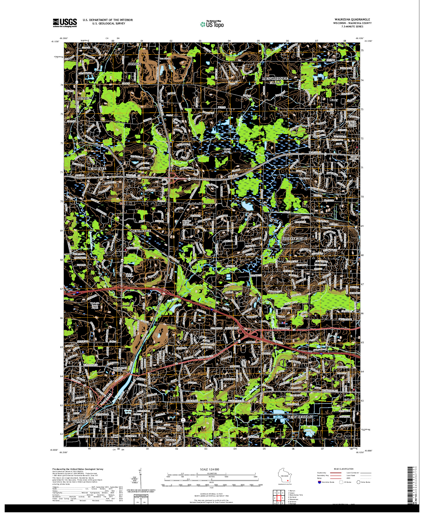 US TOPO 7.5-MINUTE MAP FOR WAUKESHA, WI