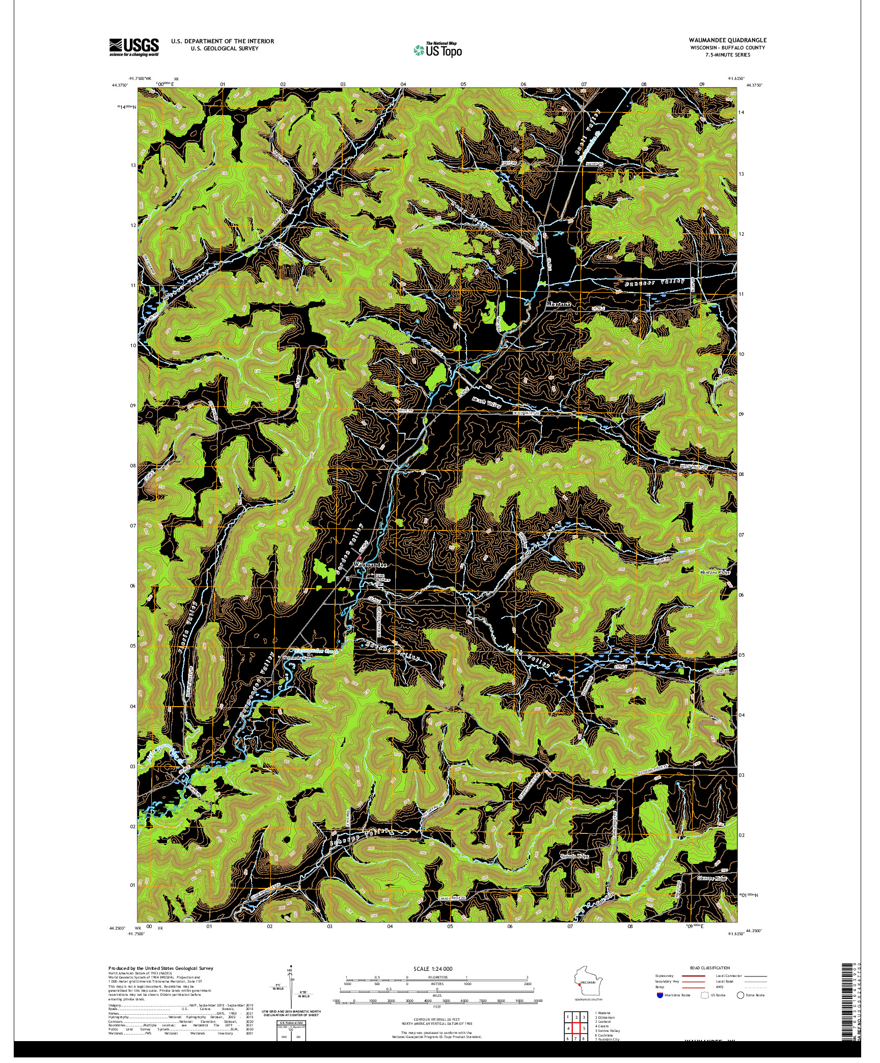 US TOPO 7.5-MINUTE MAP FOR WAUMANDEE, WI