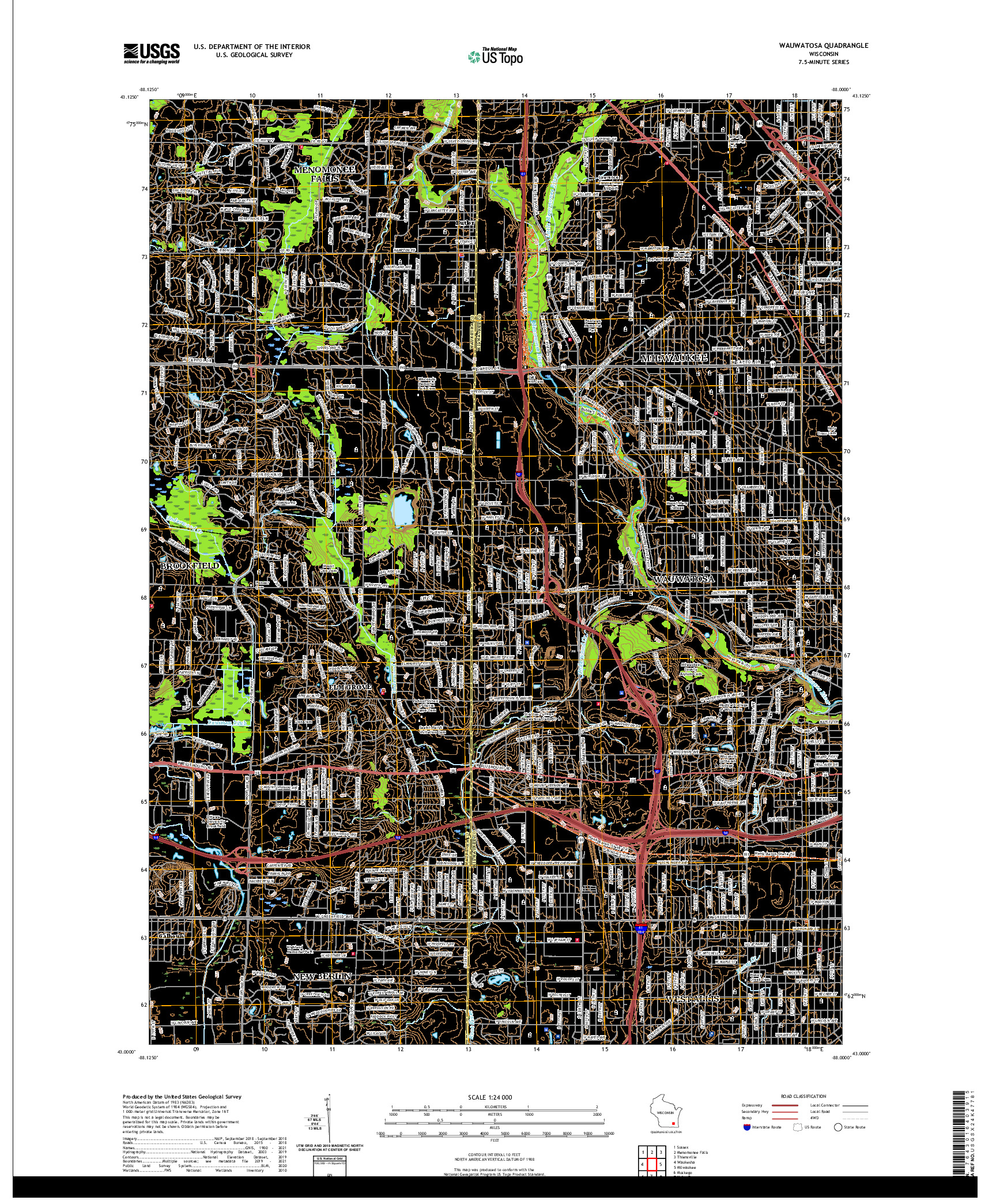 US TOPO 7.5-MINUTE MAP FOR WAUWATOSA, WI