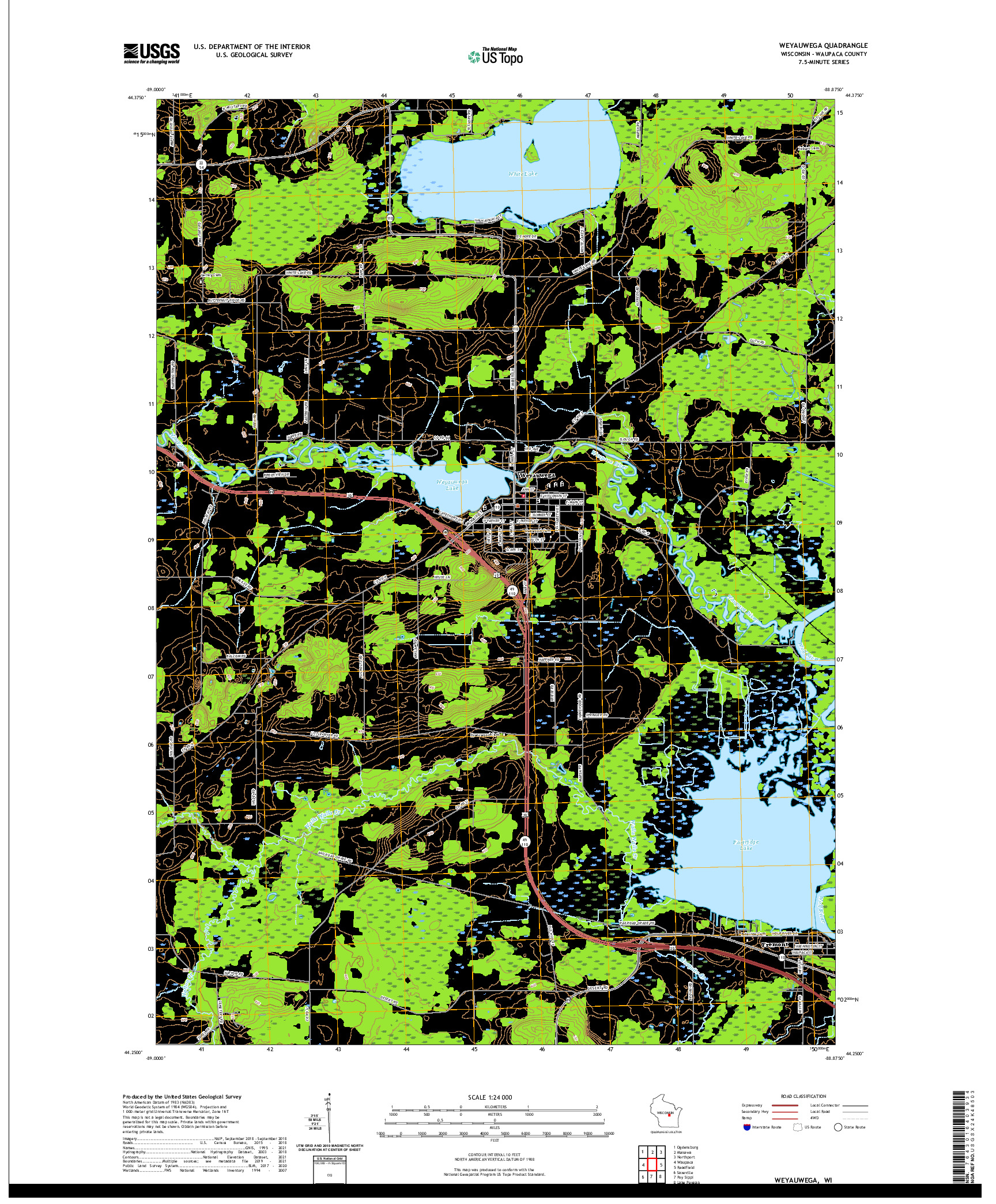 US TOPO 7.5-MINUTE MAP FOR WEYAUWEGA, WI