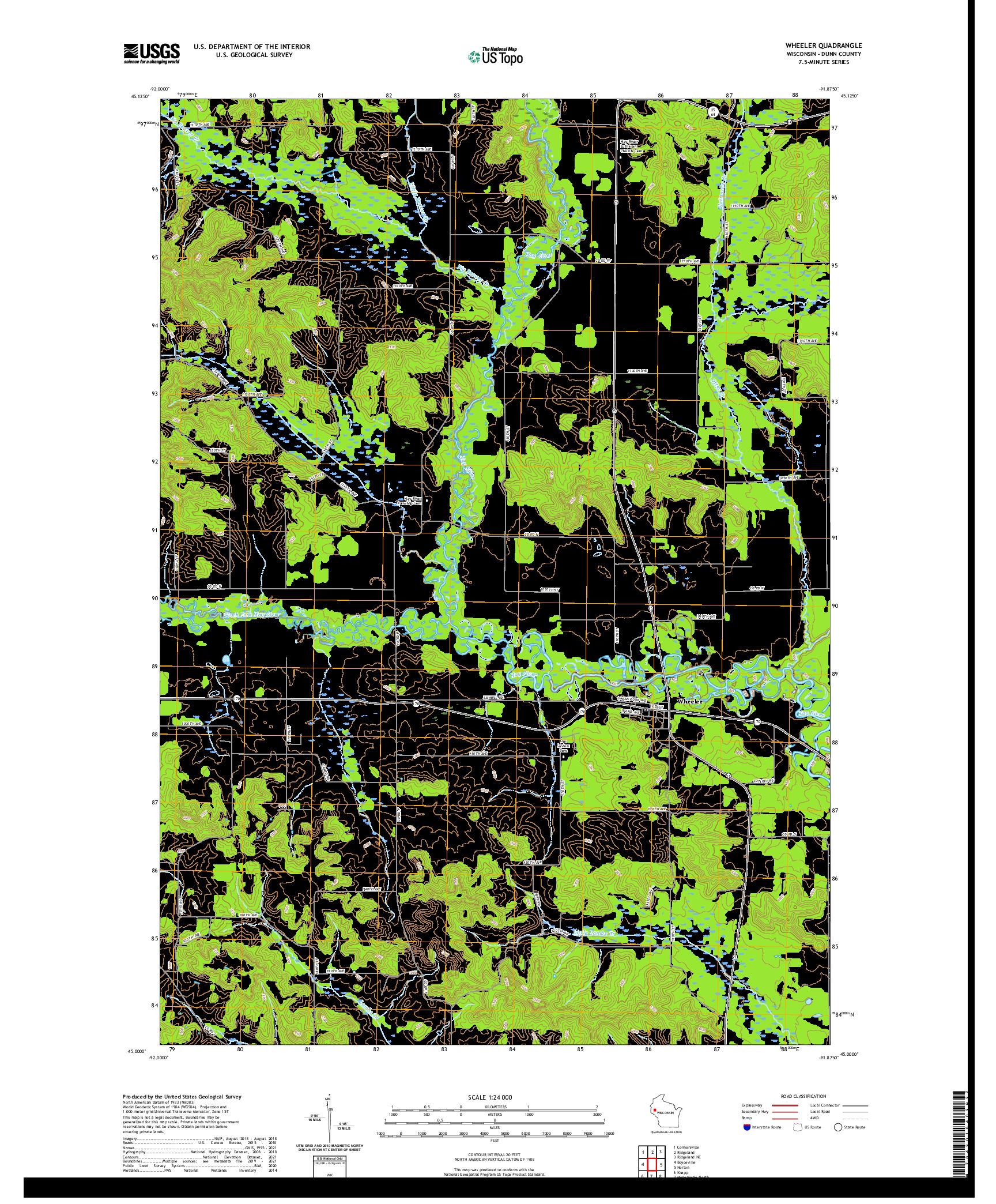 US TOPO 7.5-MINUTE MAP FOR WHEELER, WI