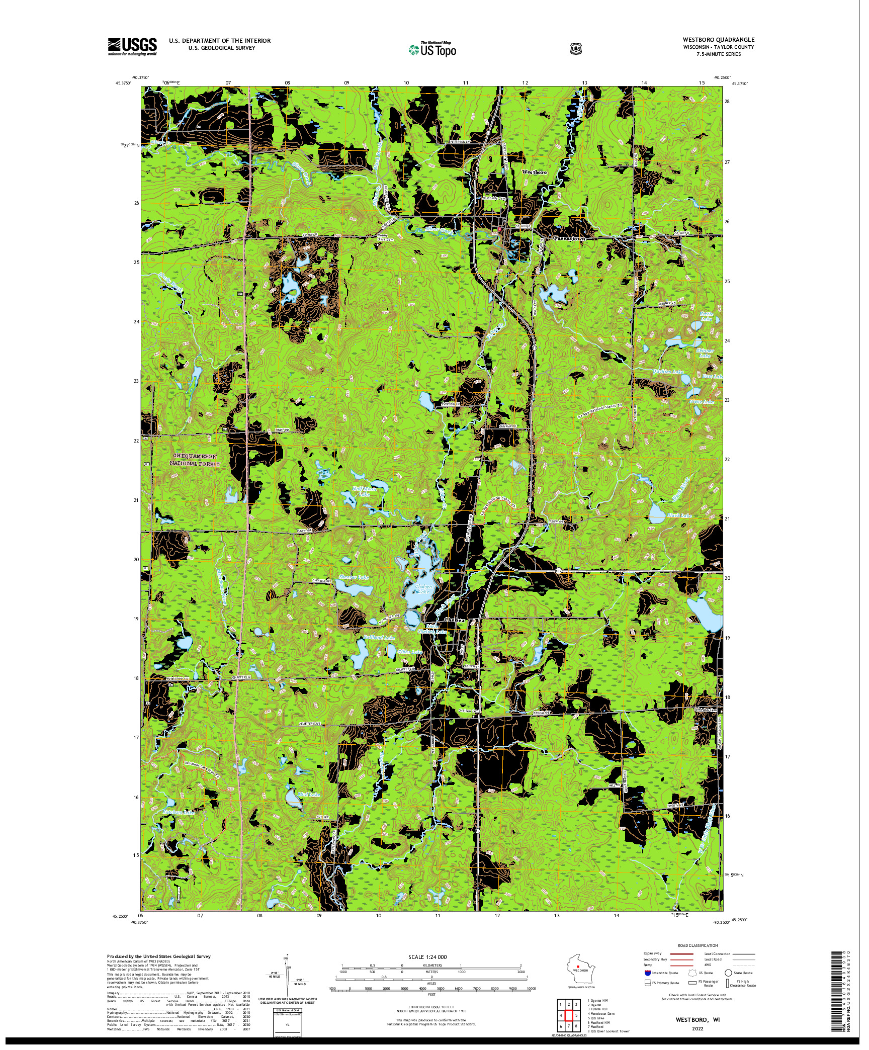 US TOPO 7.5-MINUTE MAP FOR WESTBORO, WI