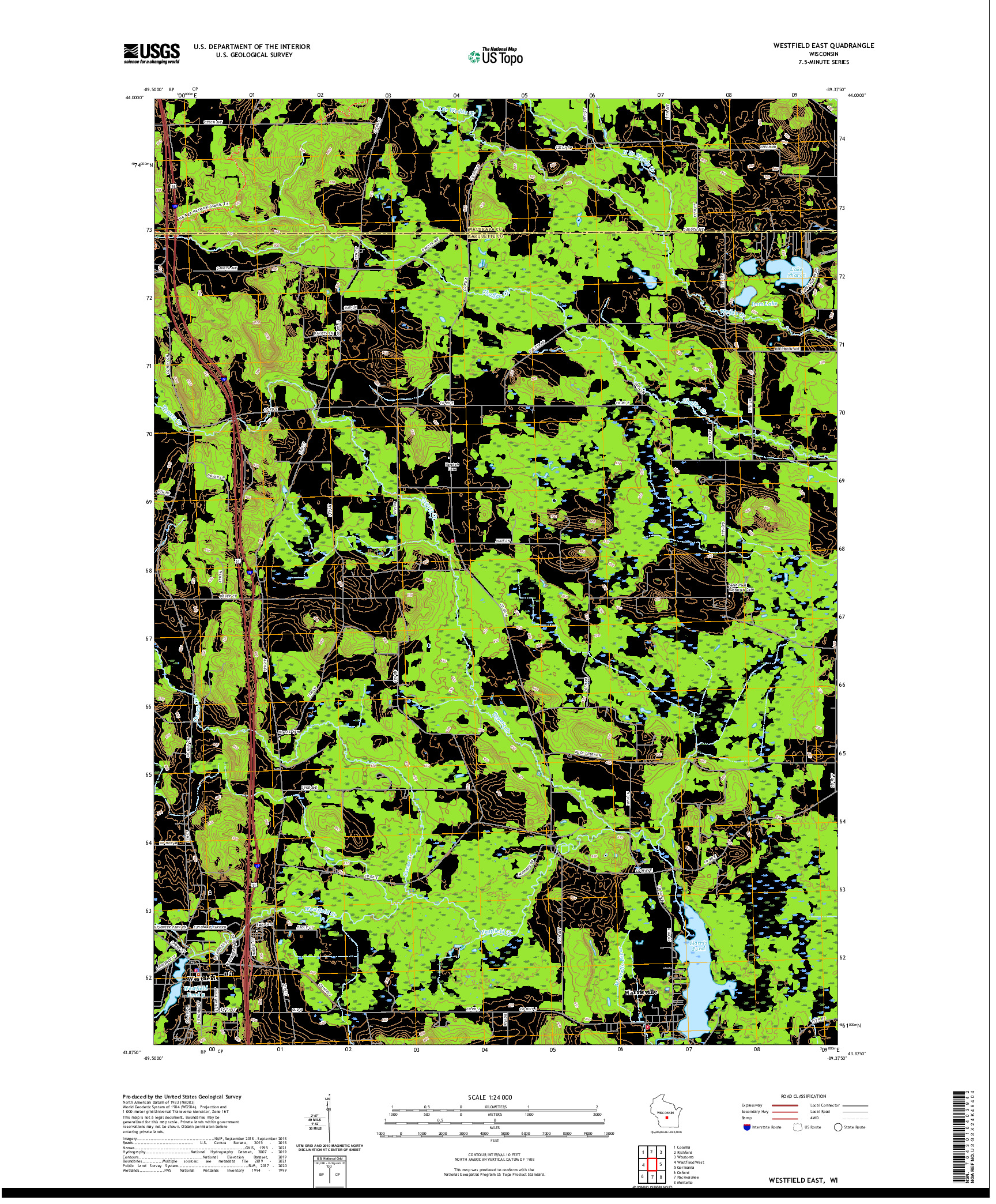 US TOPO 7.5-MINUTE MAP FOR WESTFIELD EAST, WI