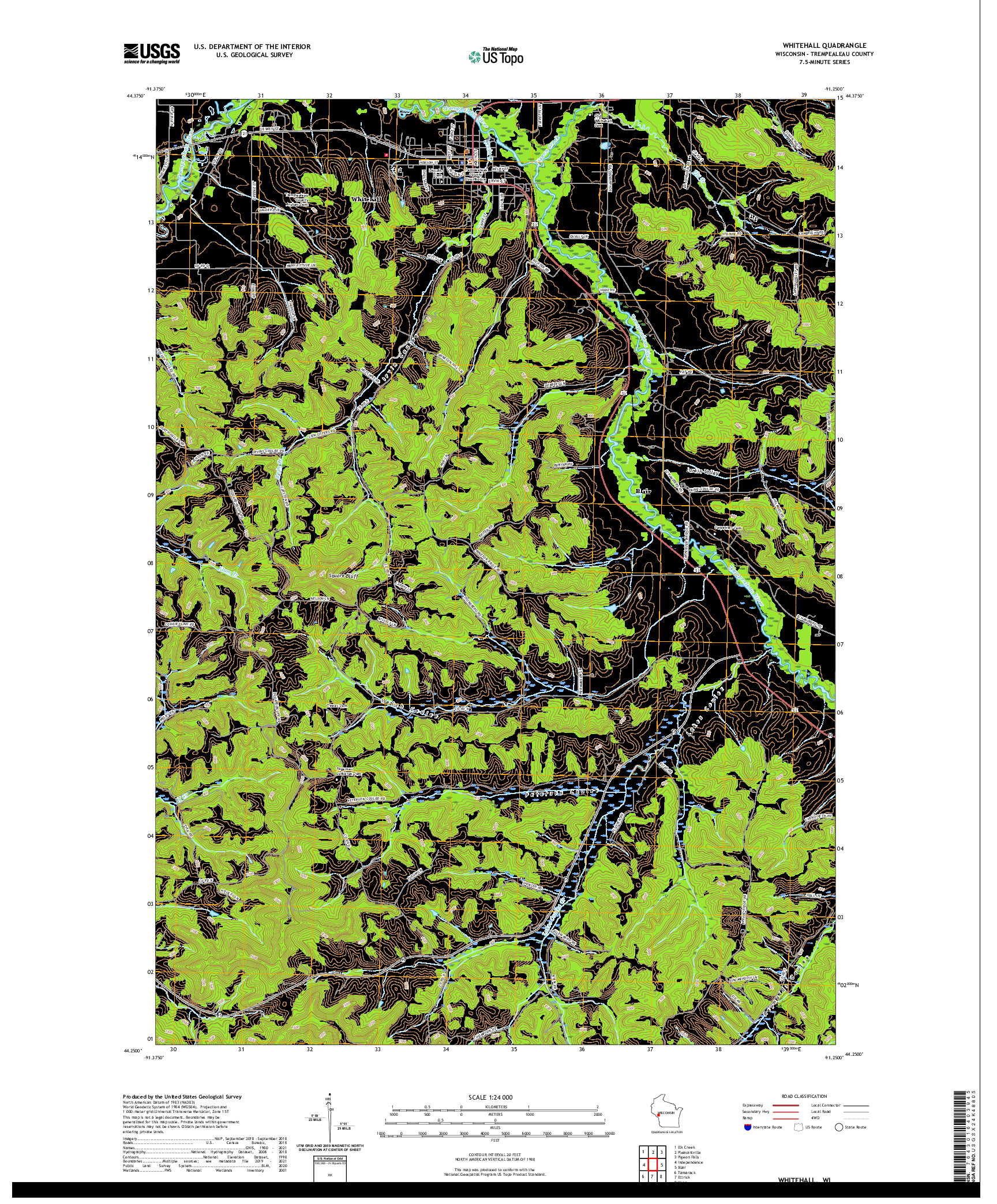 US TOPO 7.5-MINUTE MAP FOR WHITEHALL, WI