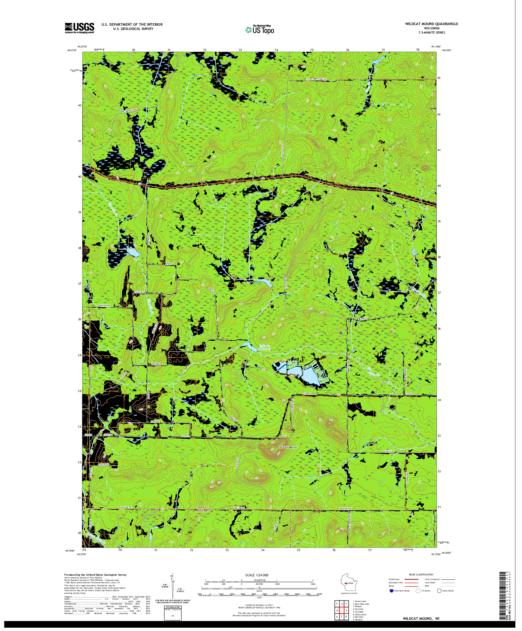 US TOPO 7.5-MINUTE MAP FOR WILDCAT MOUND, WI
