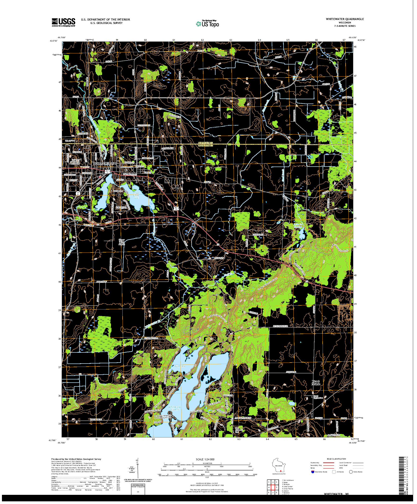 US TOPO 7.5-MINUTE MAP FOR WHITEWATER, WI